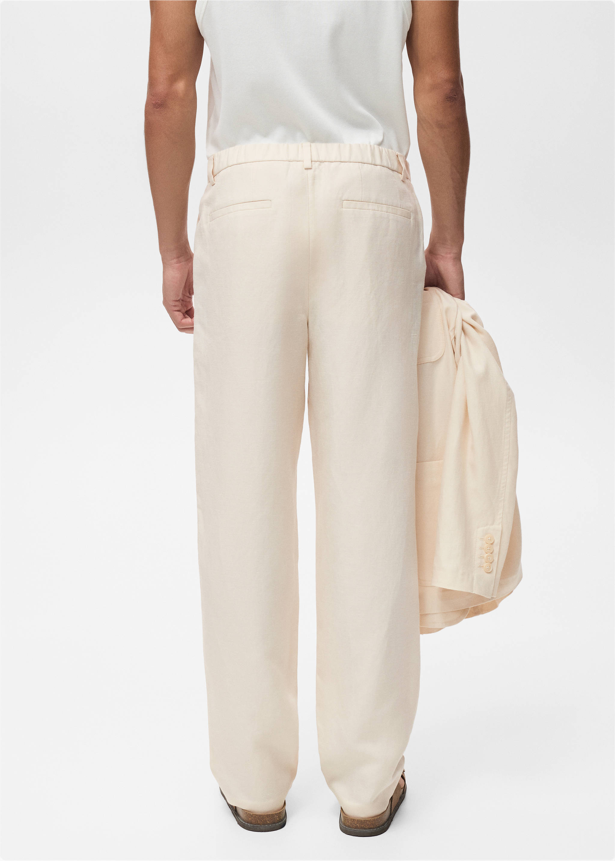 Linen-lyocell blend suit trousers - Reverse of the article, Ecru. Ref: 87009210-00.