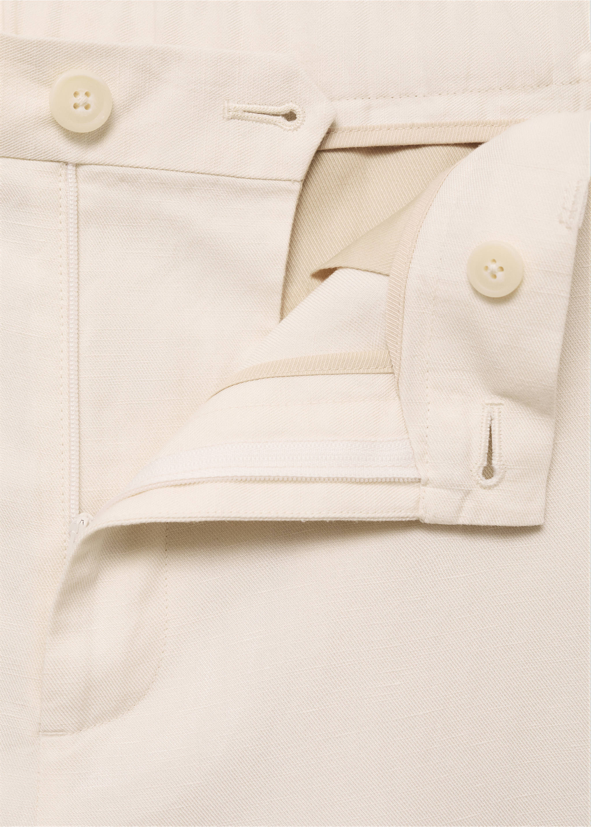 Linen-lyocell blend suit trousers - Details of the article 0, Ecru. Ref: 87009210-00.