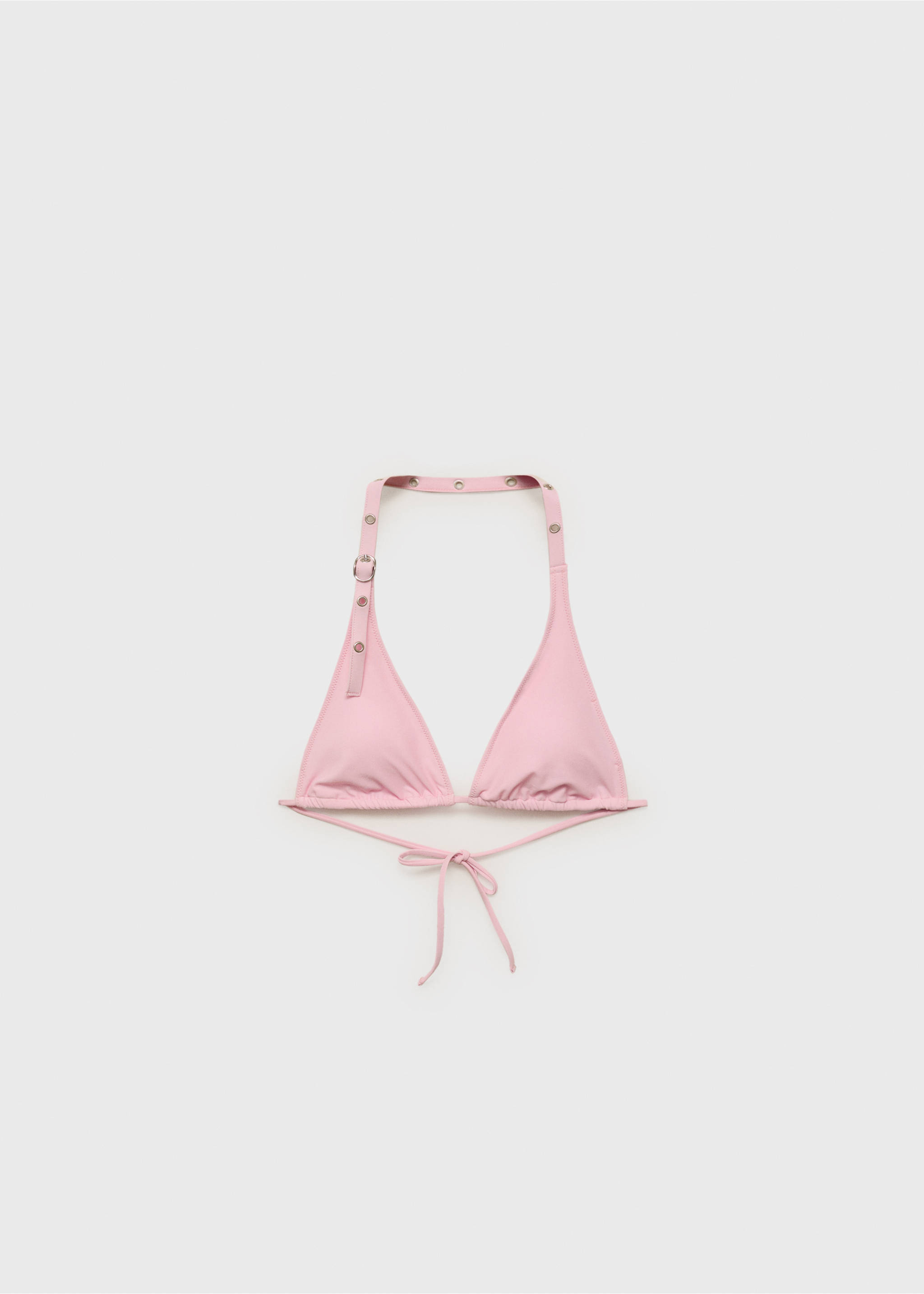 Bikini top with buckle strap and eyelets - Article without model, Pink. Ref: 87009211-00.