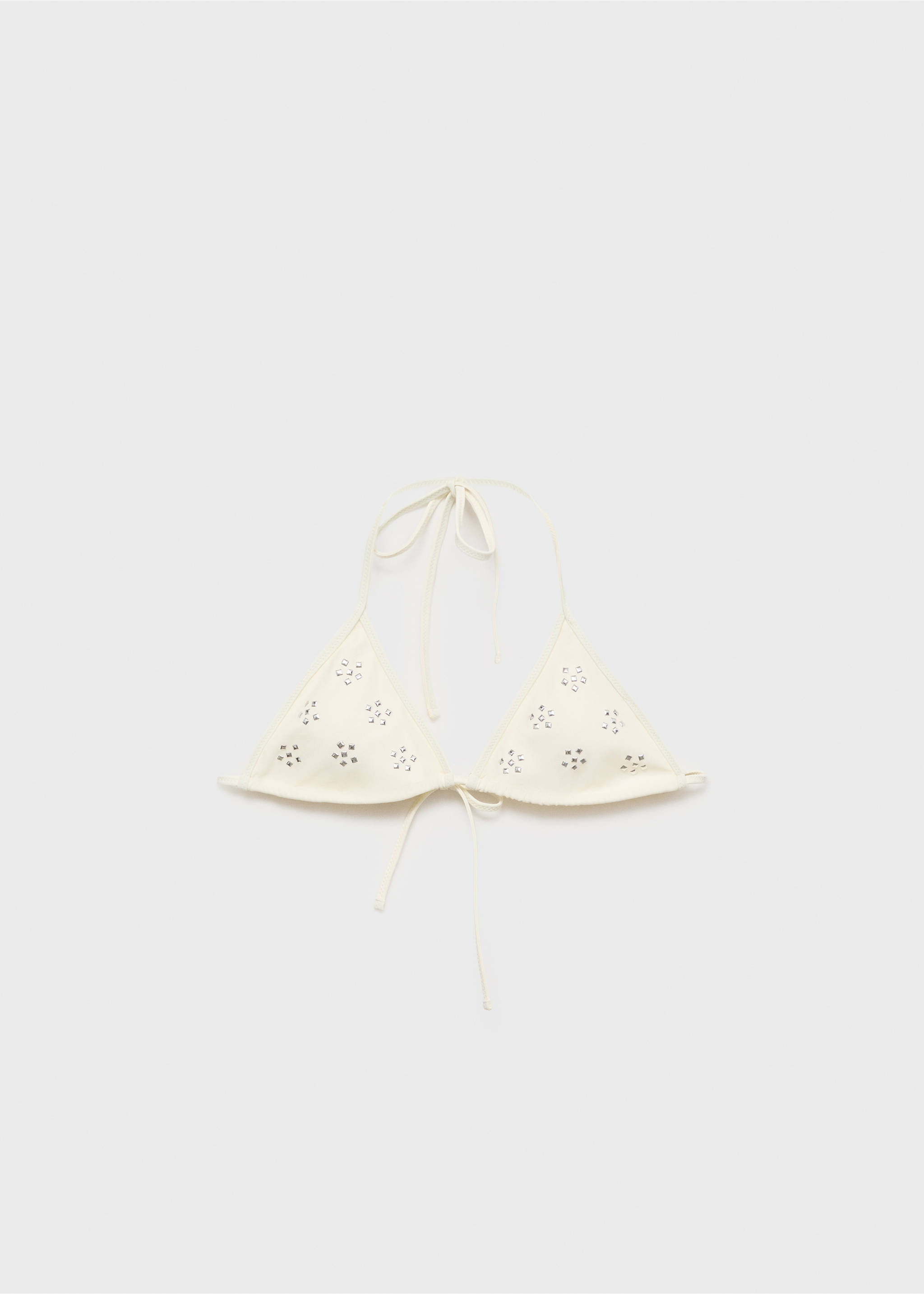 Bikini top with metallic appliqué - Article without model, Off White. Ref: 87009213-00.