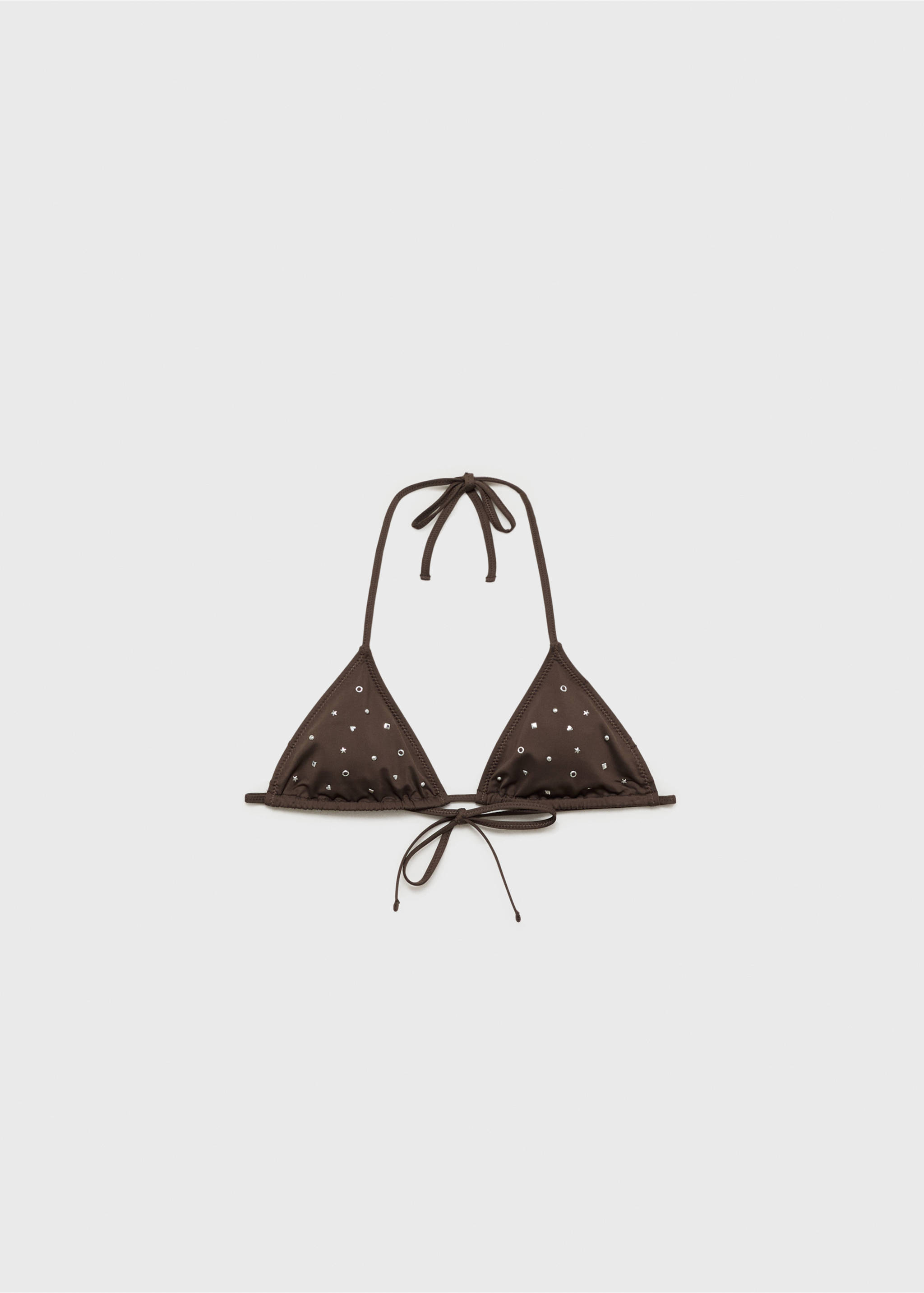 Triangel-Bikini-Top mit Metallverzierungen - Artikel ohne Model, Schokolade. Ref: 87009214-00.