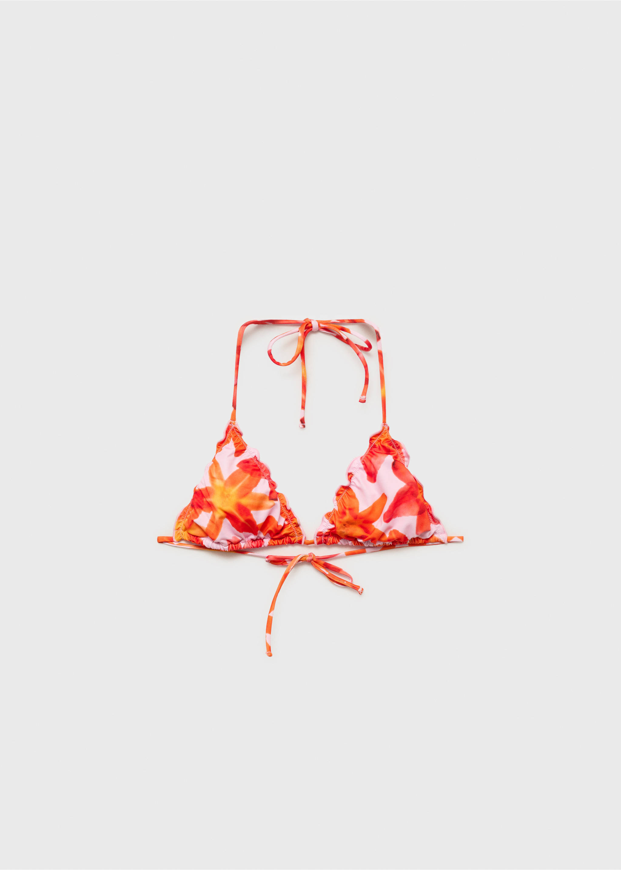Floral triangle bikini top - Article without model, Pink. Ref: 87009218-00.