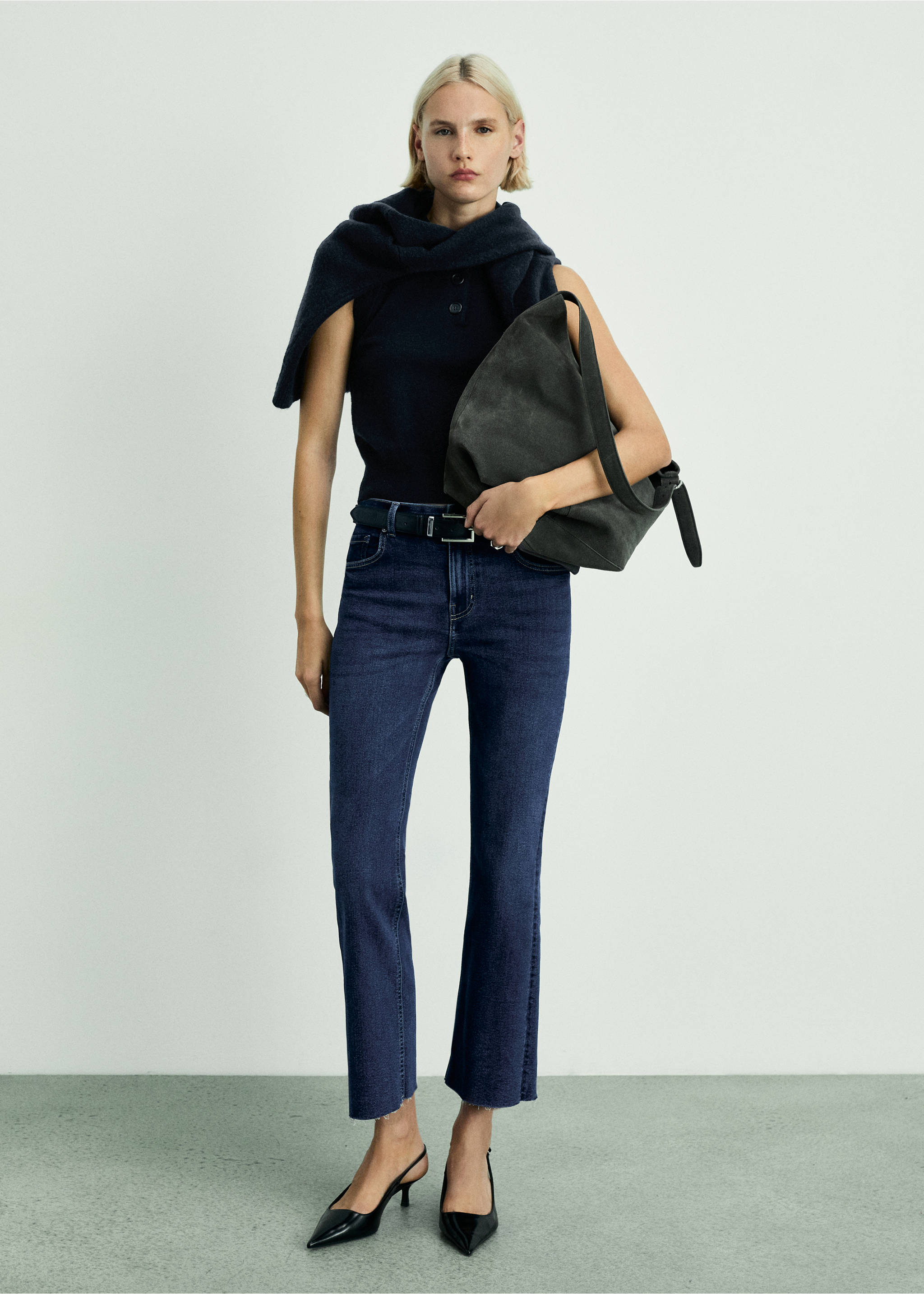 Jeans Sienna flare crop - Allmän bild, Mörkblå. Ref: 87010236-00.