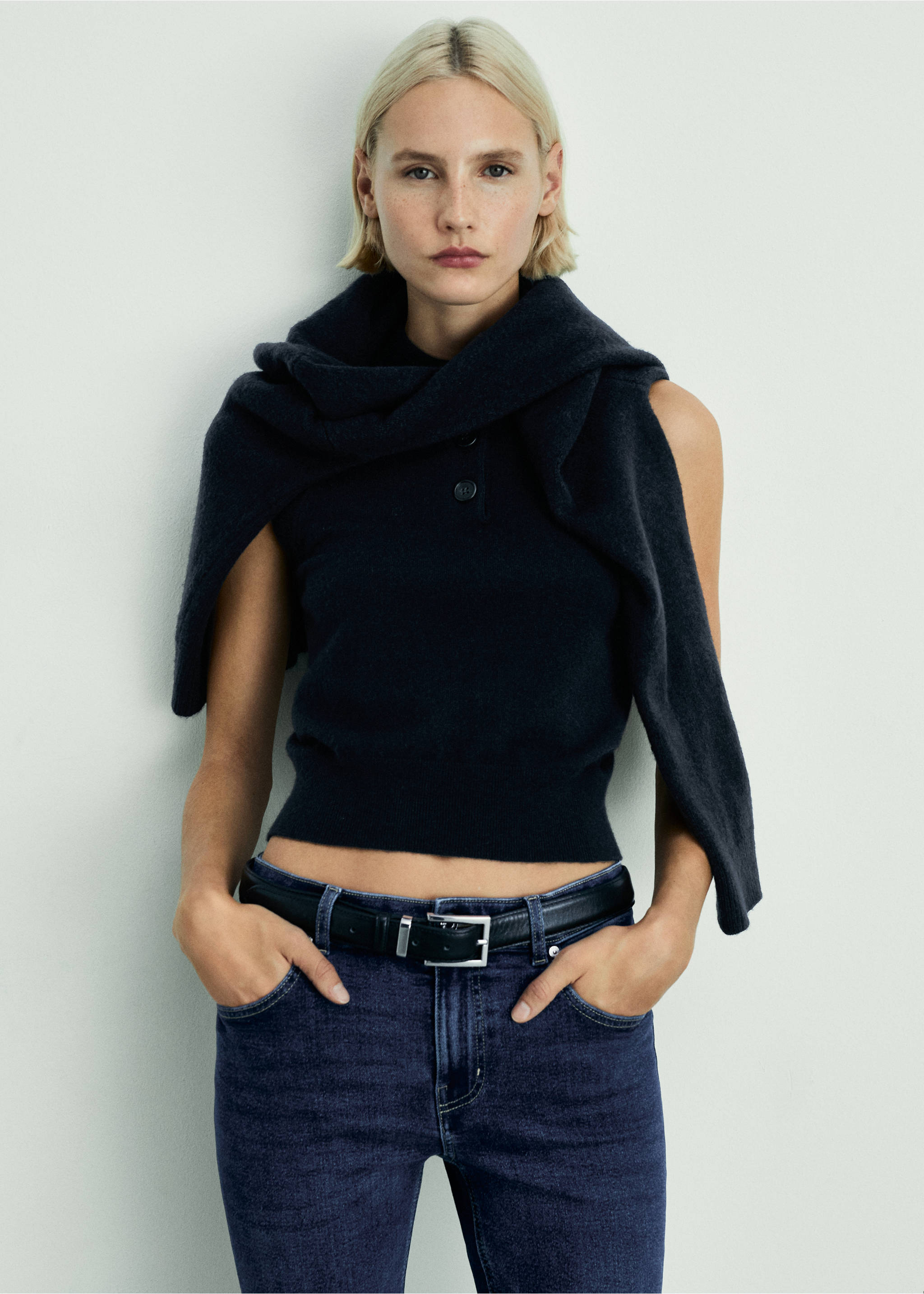 Jeans Sienna flare crop - Detaljer om artikeln 1, Mörkblå. Ref: 87010236-00.