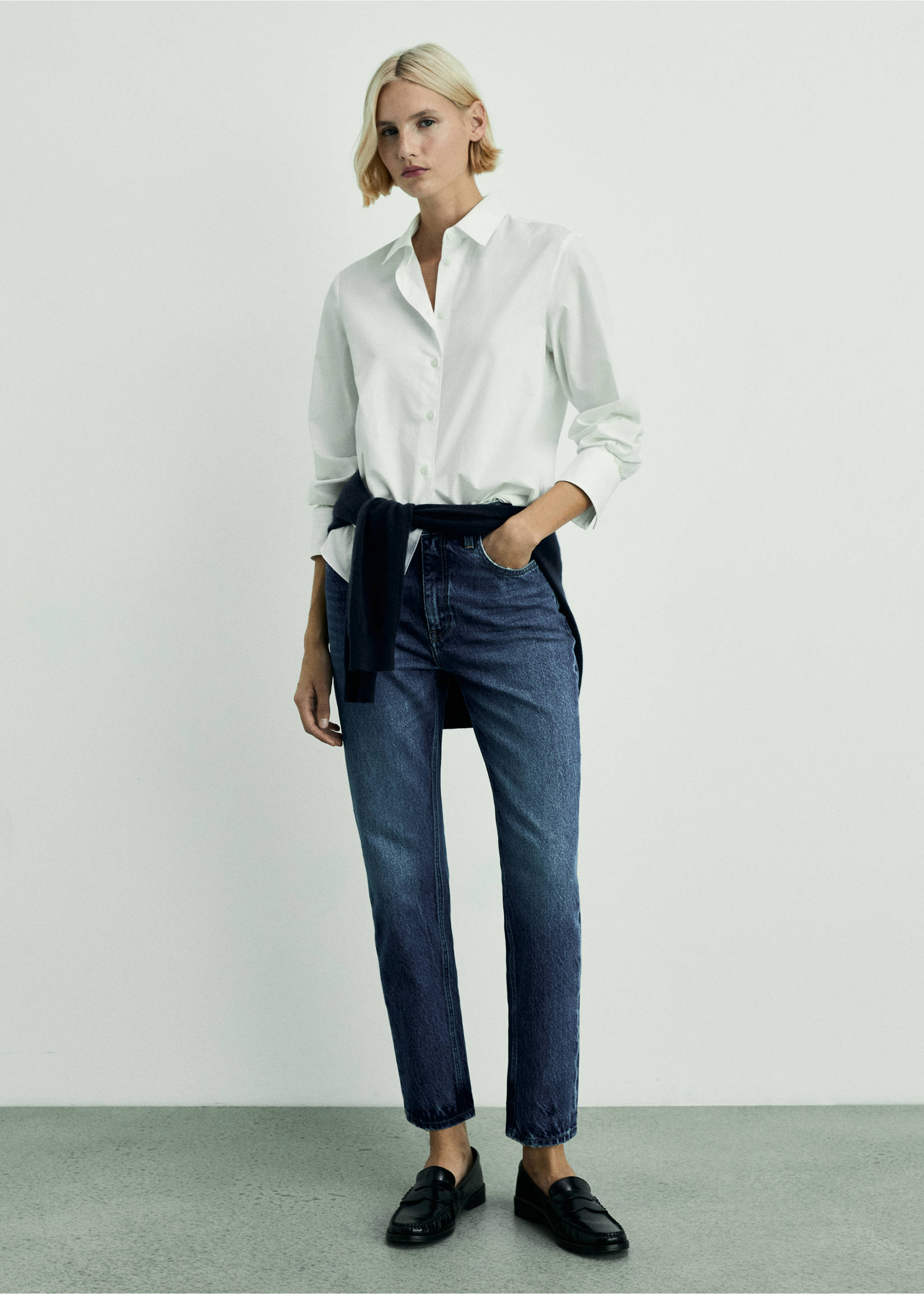 Jean Mom2000 mom taille haute - Plan général, Bleu foncé. Ref: 87010241-00.