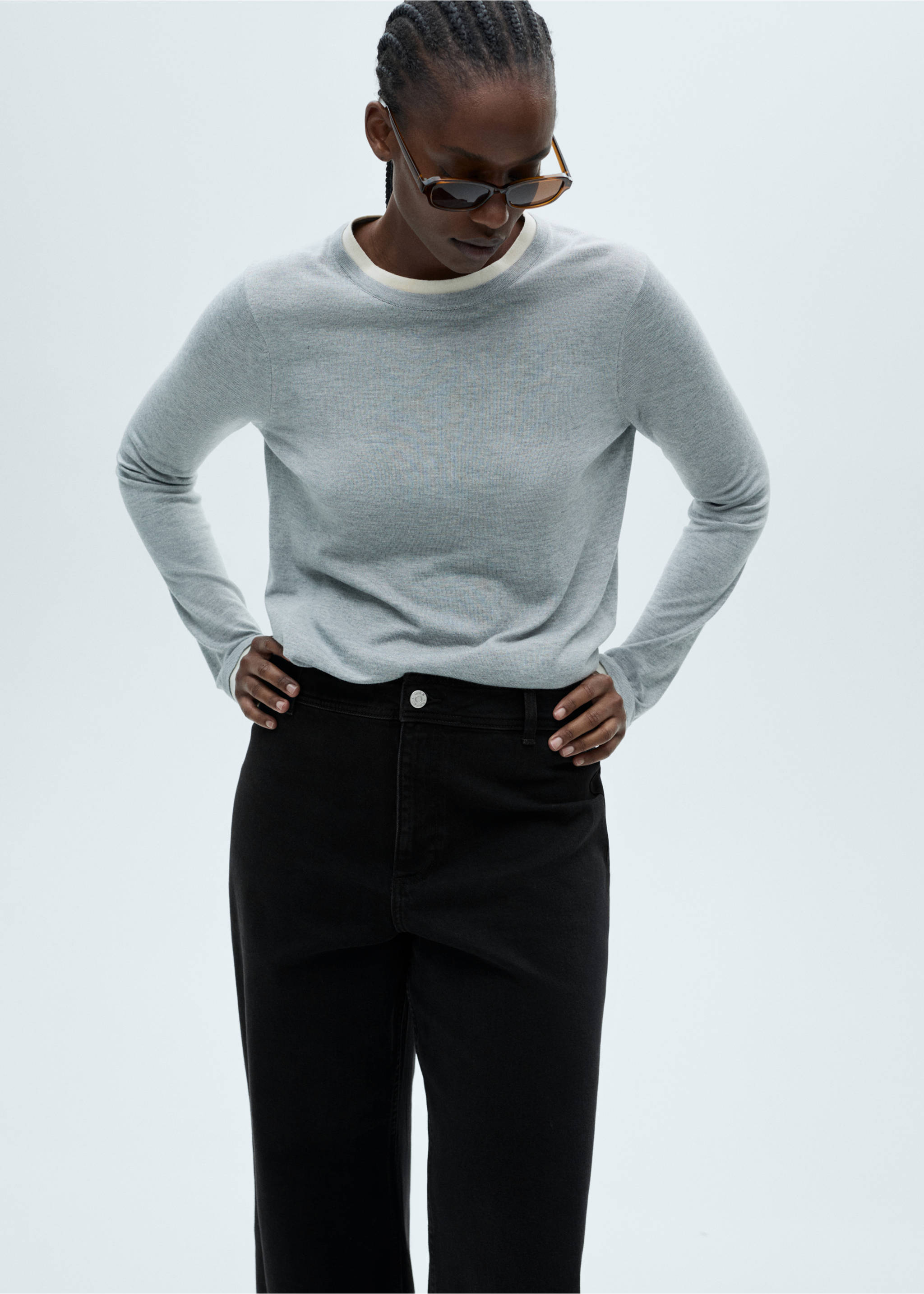 Catherin culotte high-rise jeans - Details of the article 5, Black denim. Ref: 87010243-00.