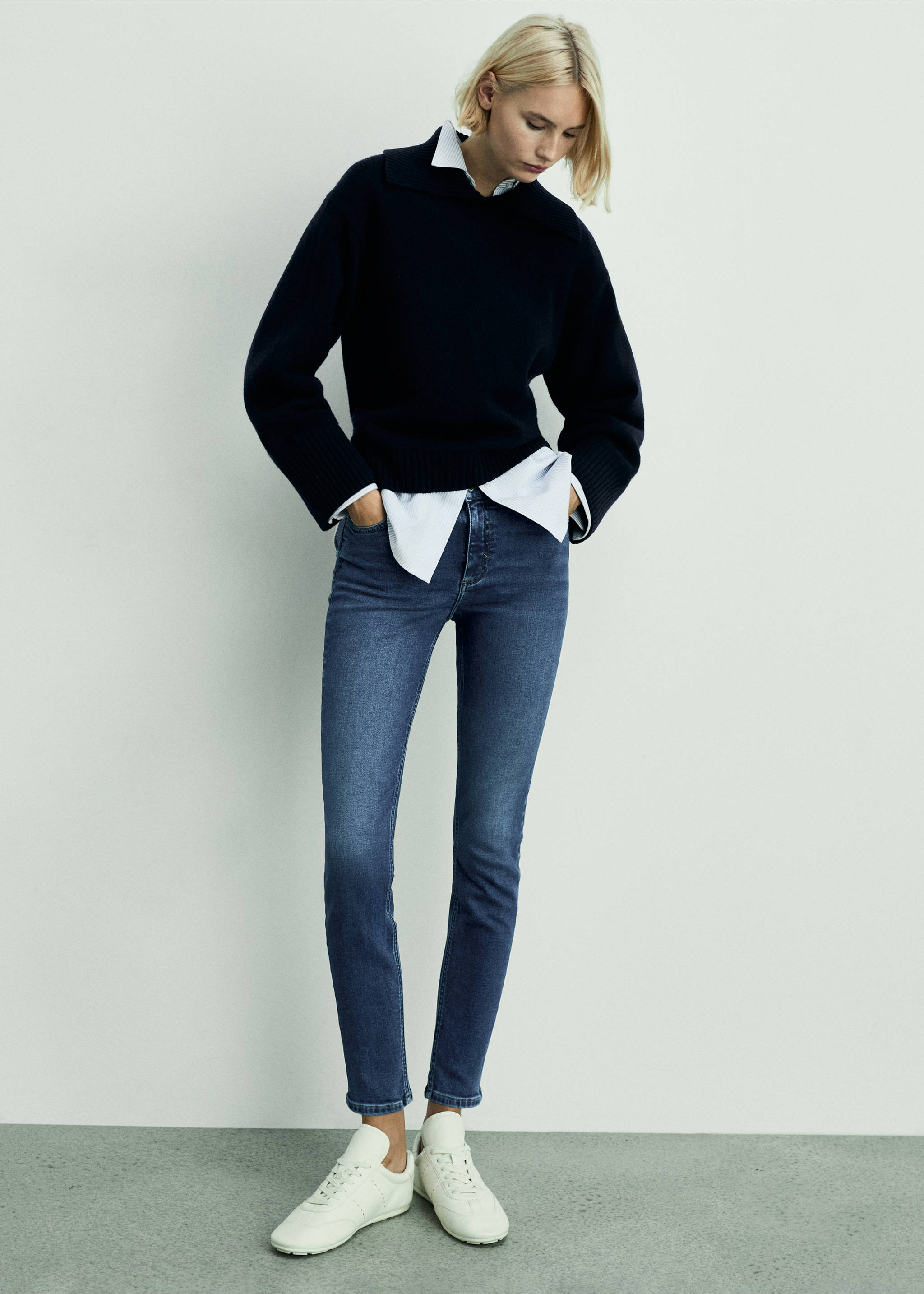 Mid-rise skinny jeans - General plane, Dark Blue. Ref: 87010248-00.