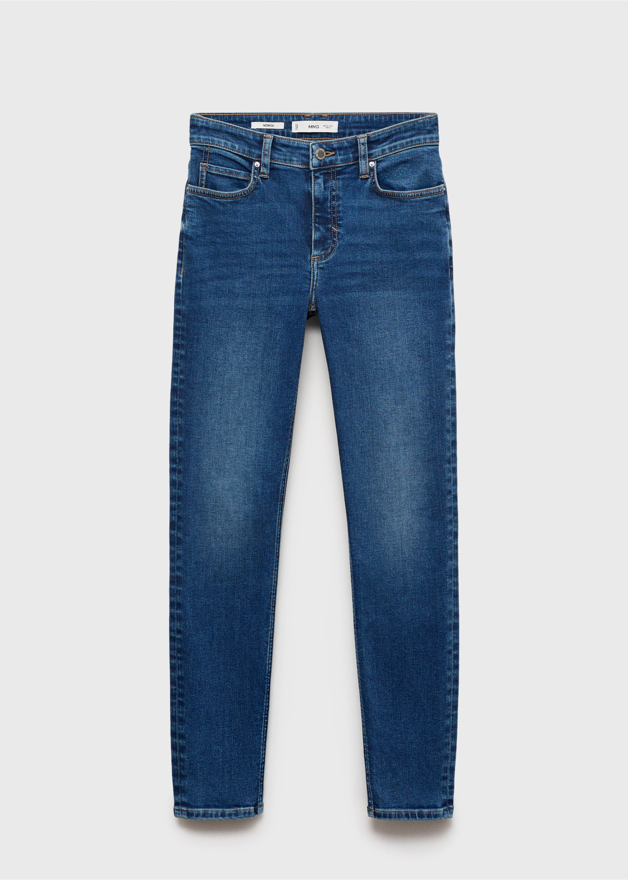 Skinnyjeans med mellanhög midja - Artikel utan modell, Mörkblå. Ref: 87010248-00.