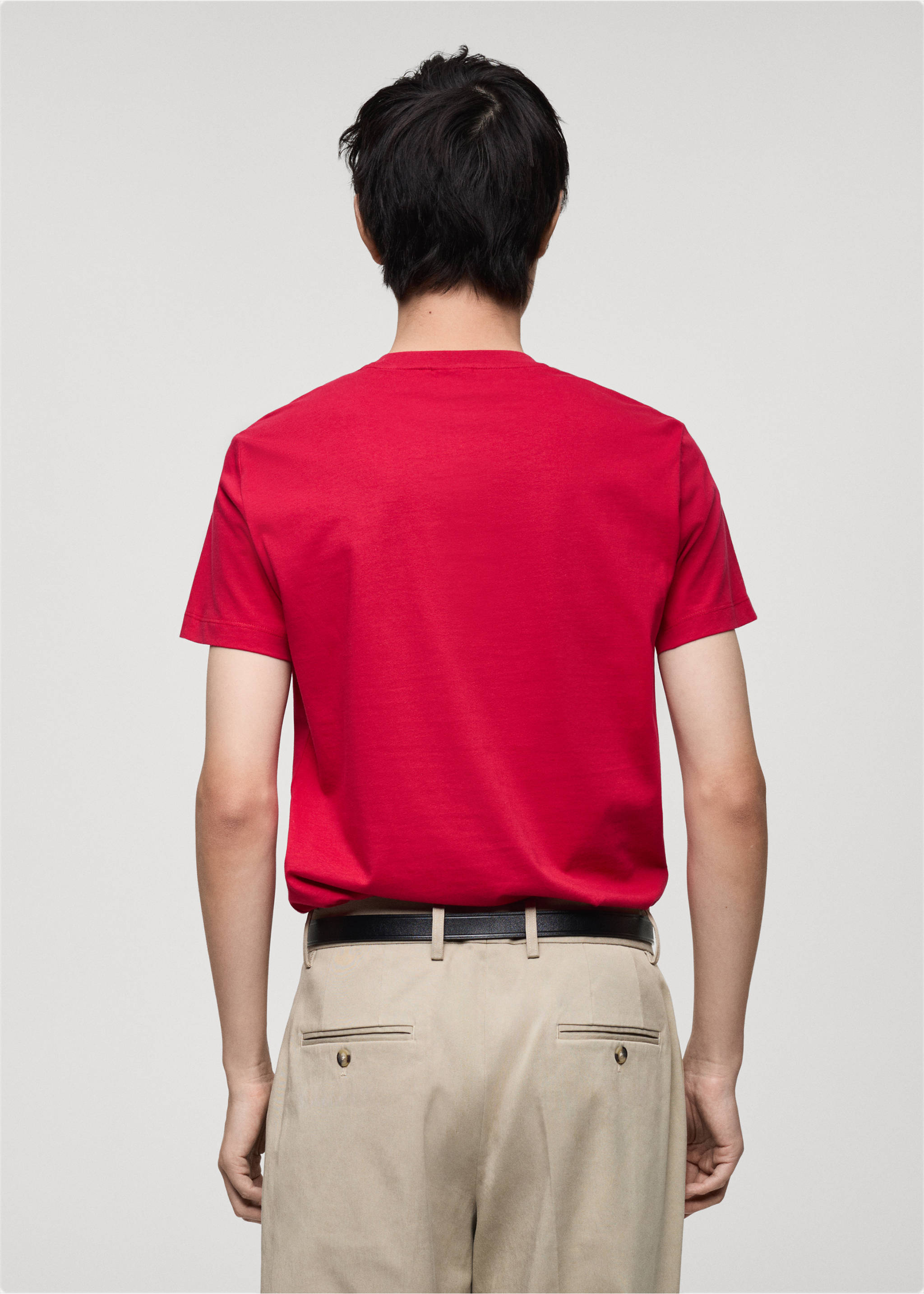 100% cotton slim-fit t-shirt - Reverse of the article, Red. Ref: 87010252-00.