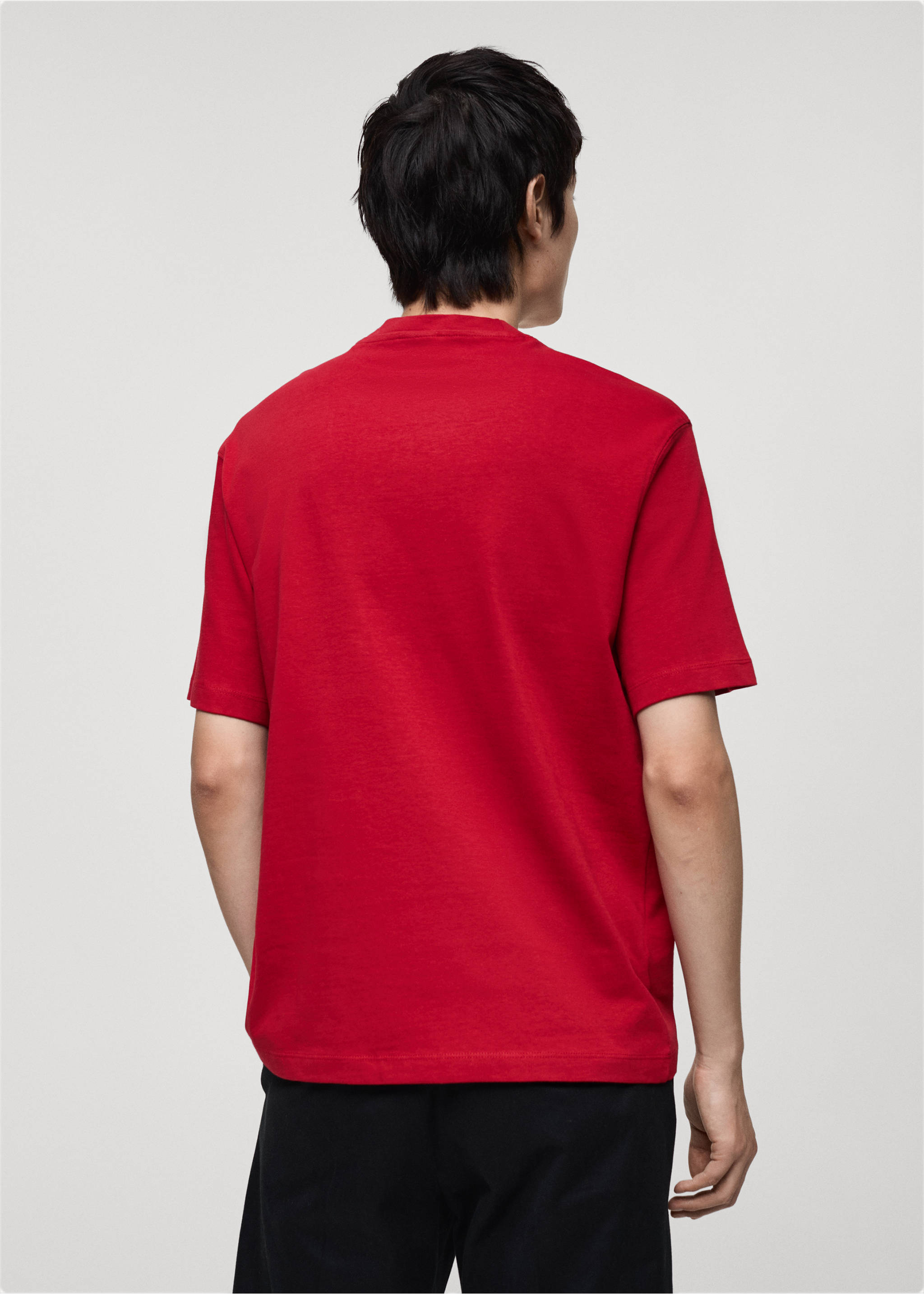 T-shirt 100 % coton imprimé texte - Verso de l’article, Rouge. Ref: 87010253-00.