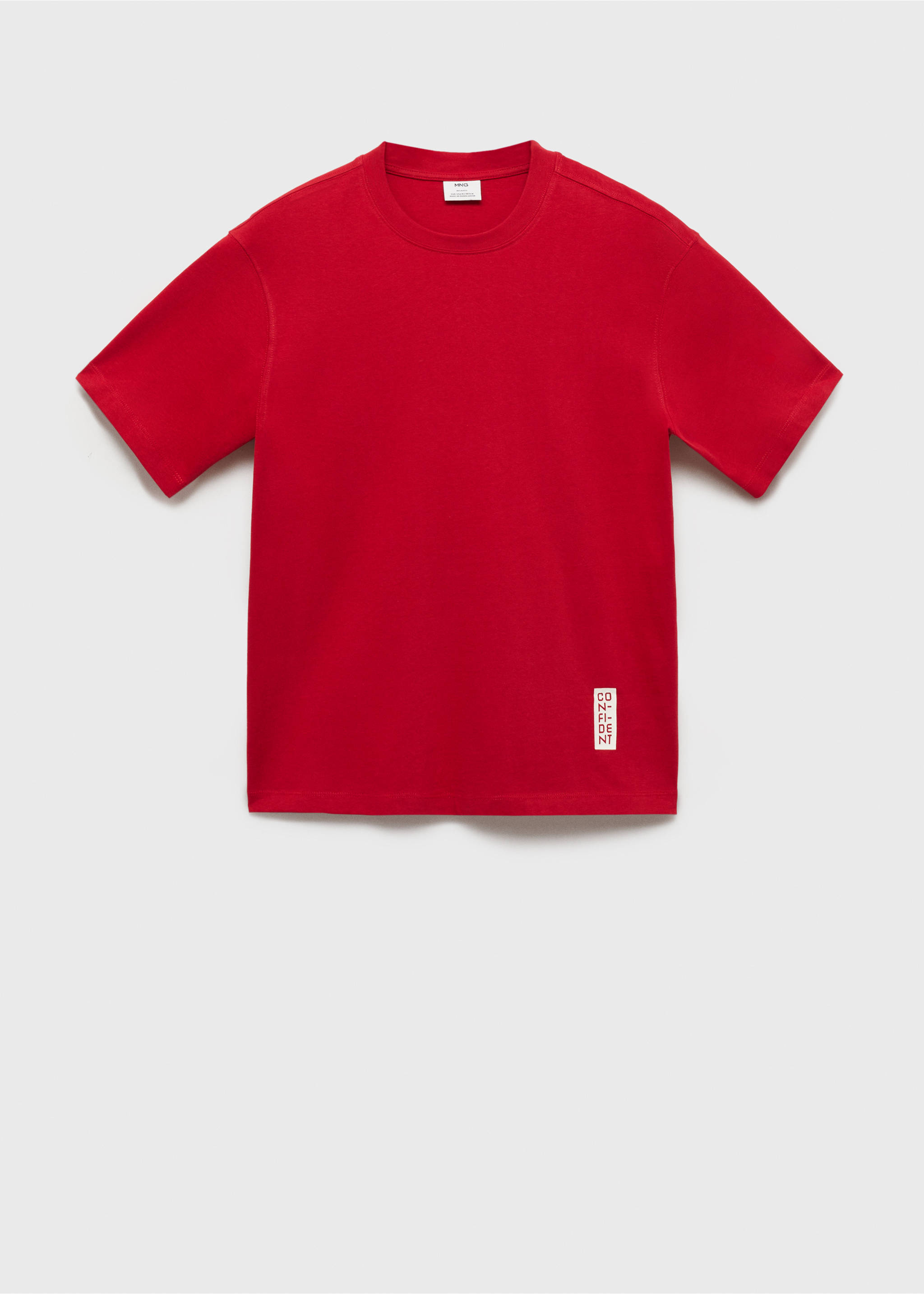T-shirt 100 % coton imprimé texte - Article sans modèle, Rouge. Ref: 87010253-00.