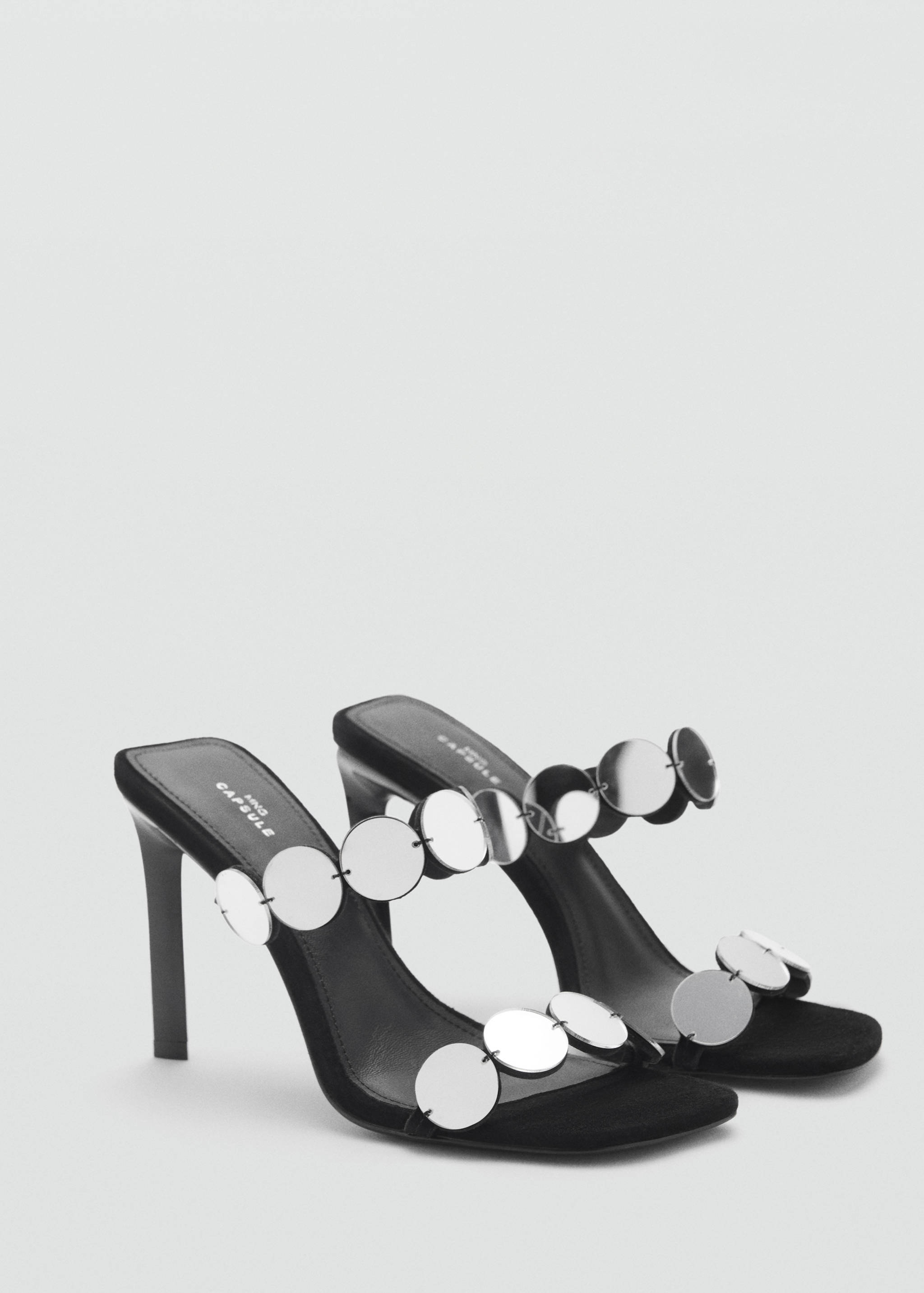 Leather heeled sandal with mirrors - Medium plane