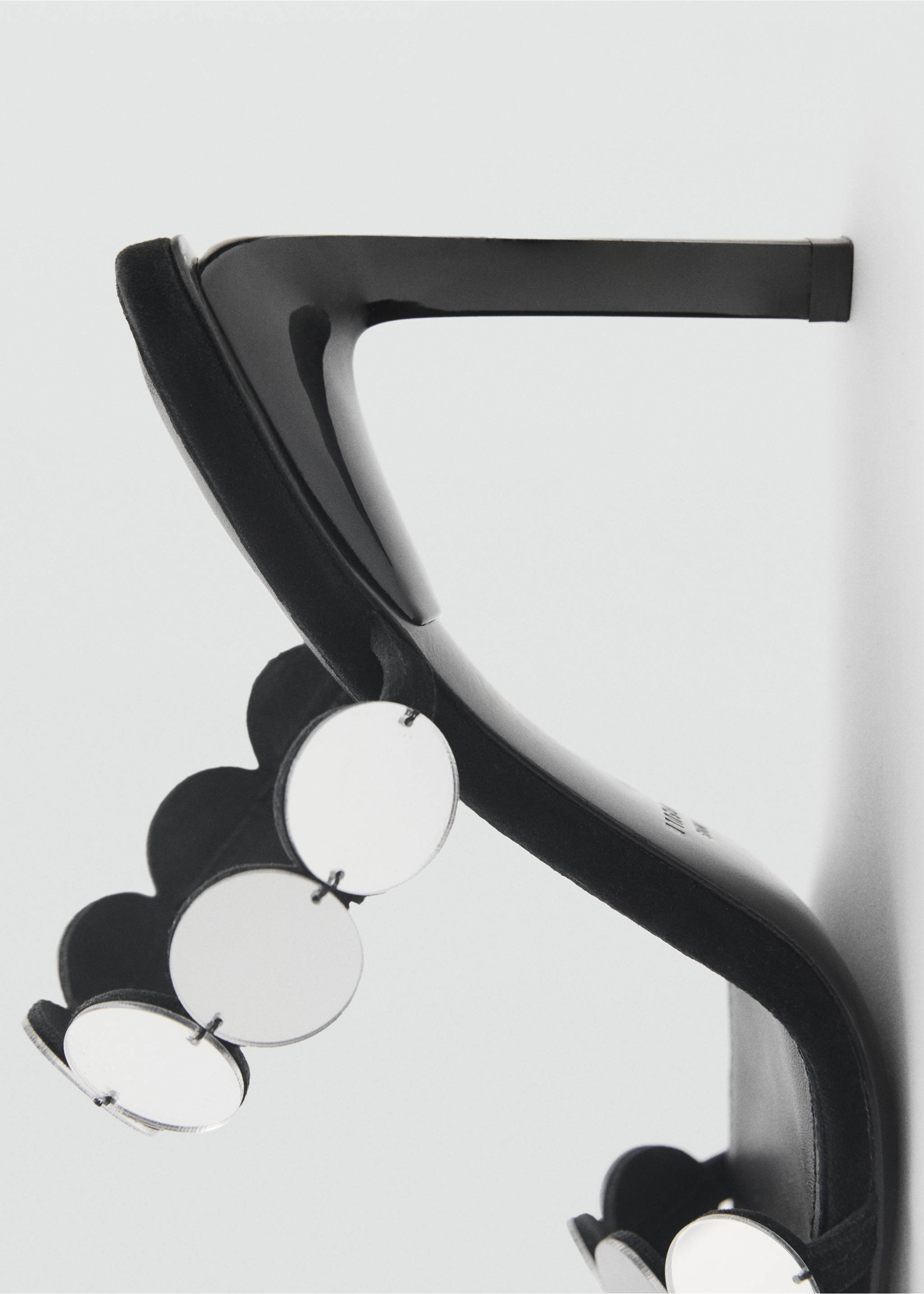 Leather heeled sandal with mirrors - Details of the article 1, Black. Ref: 87010270-00.