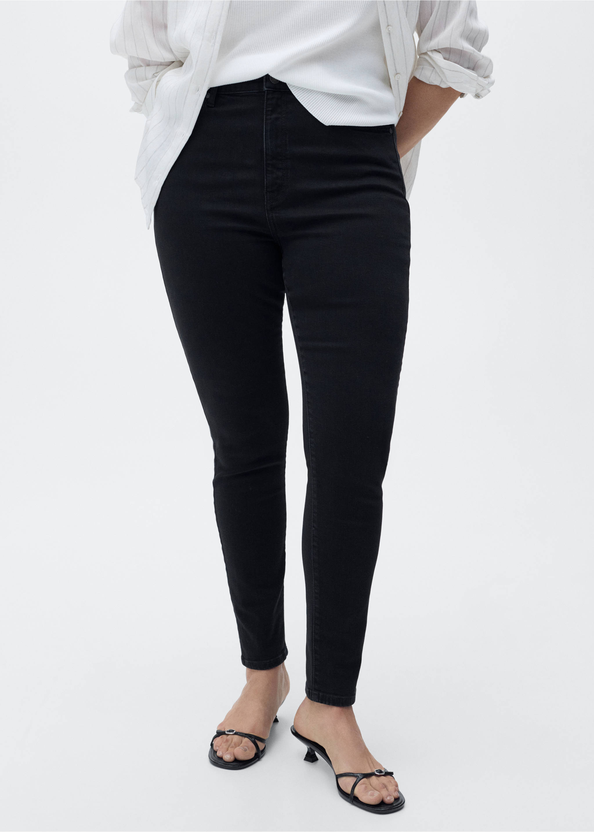 Skinny traperice visokog struka - Detalji artikla 5, Crni denim. Ref: 87010285-00.