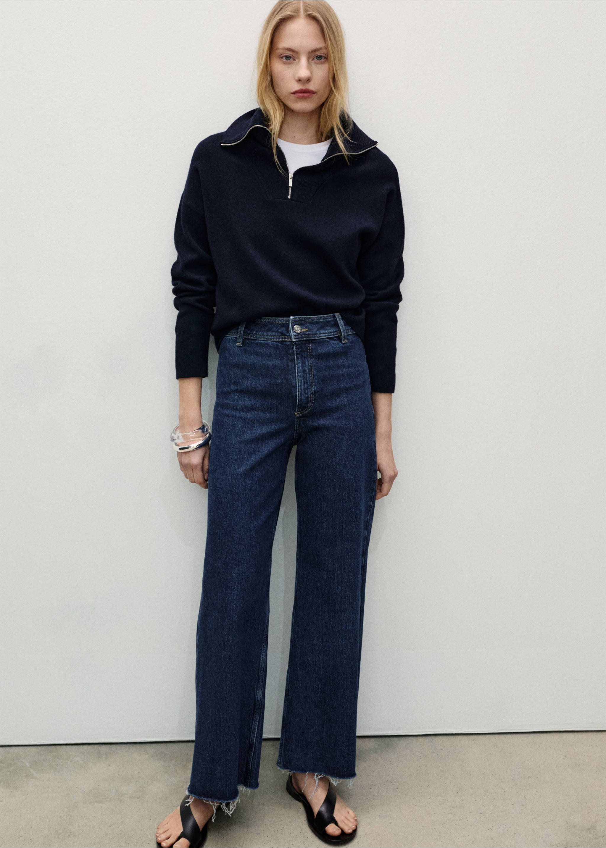 Catherin culotte high-rise jeans - General plane, Dark Blue. Ref: 87010286-00.
