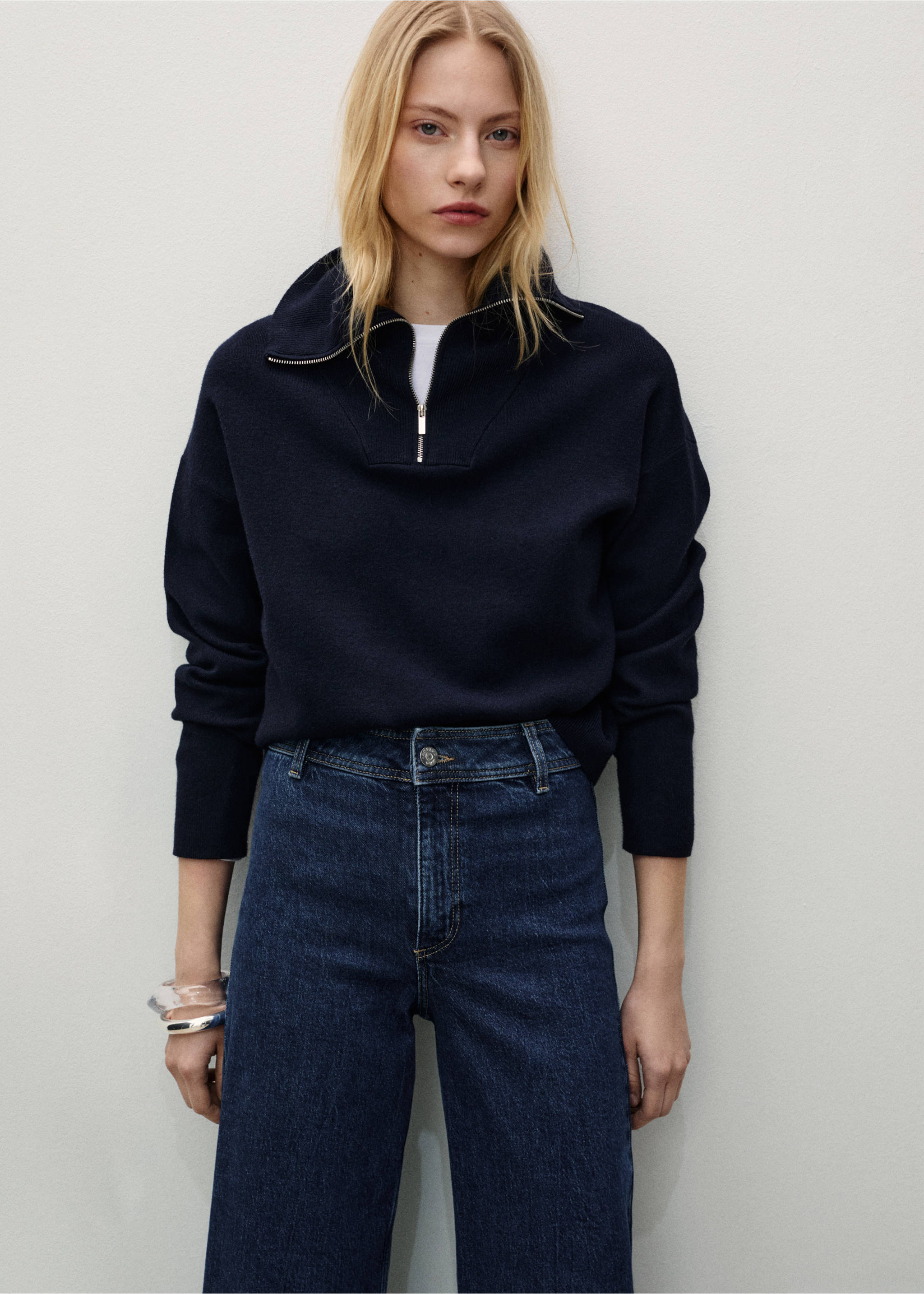 Catherin culotte high-rise jeans - Details of the article 1, Dark Blue. Ref: 87010286-00.