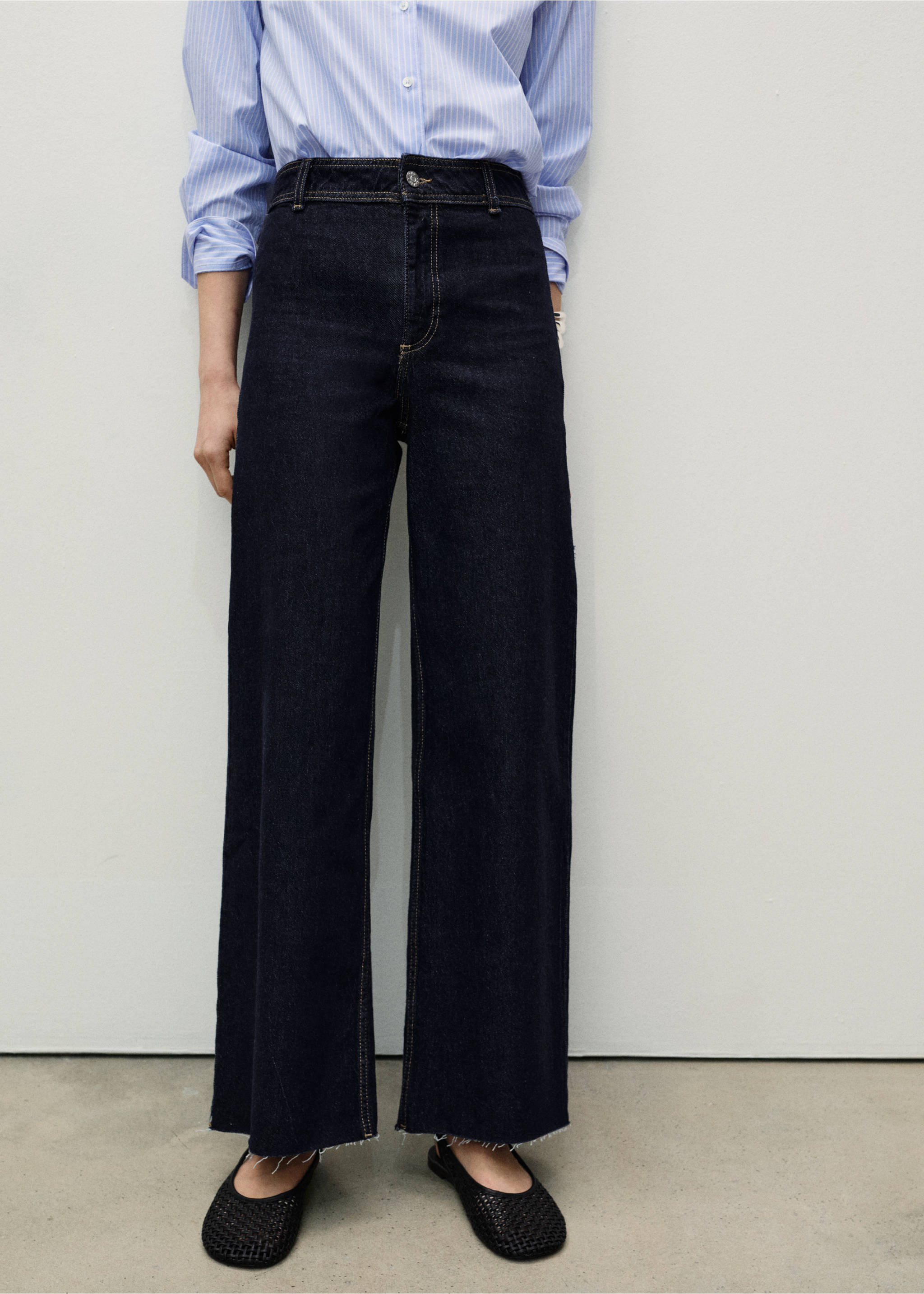 Jeans Catherin culotte rinse wash - Plano medio, Azul. Ref: 87010287-00.