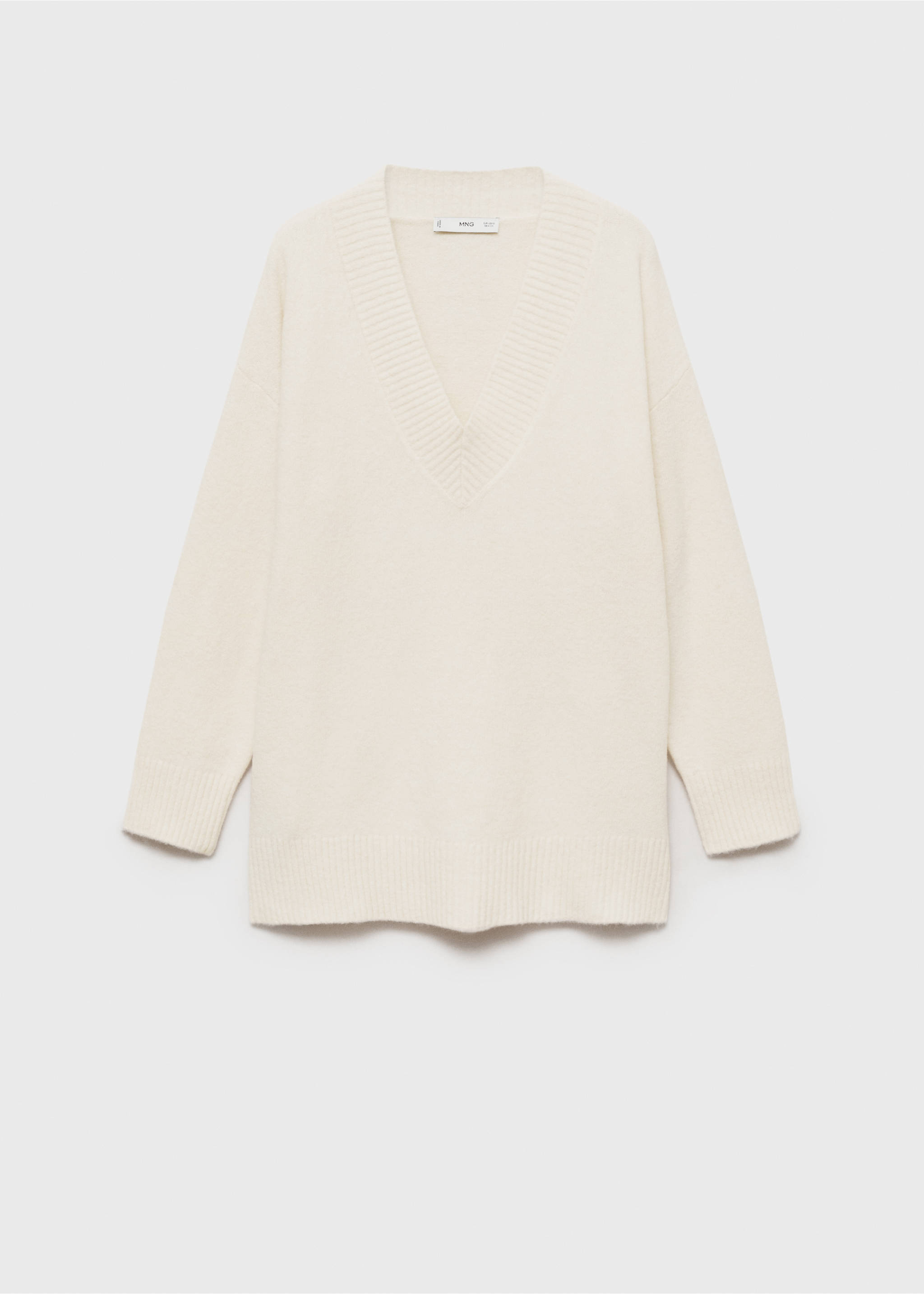 Oversized V-neck sweater - Article without model, Ecru. Ref: 87010292-00.