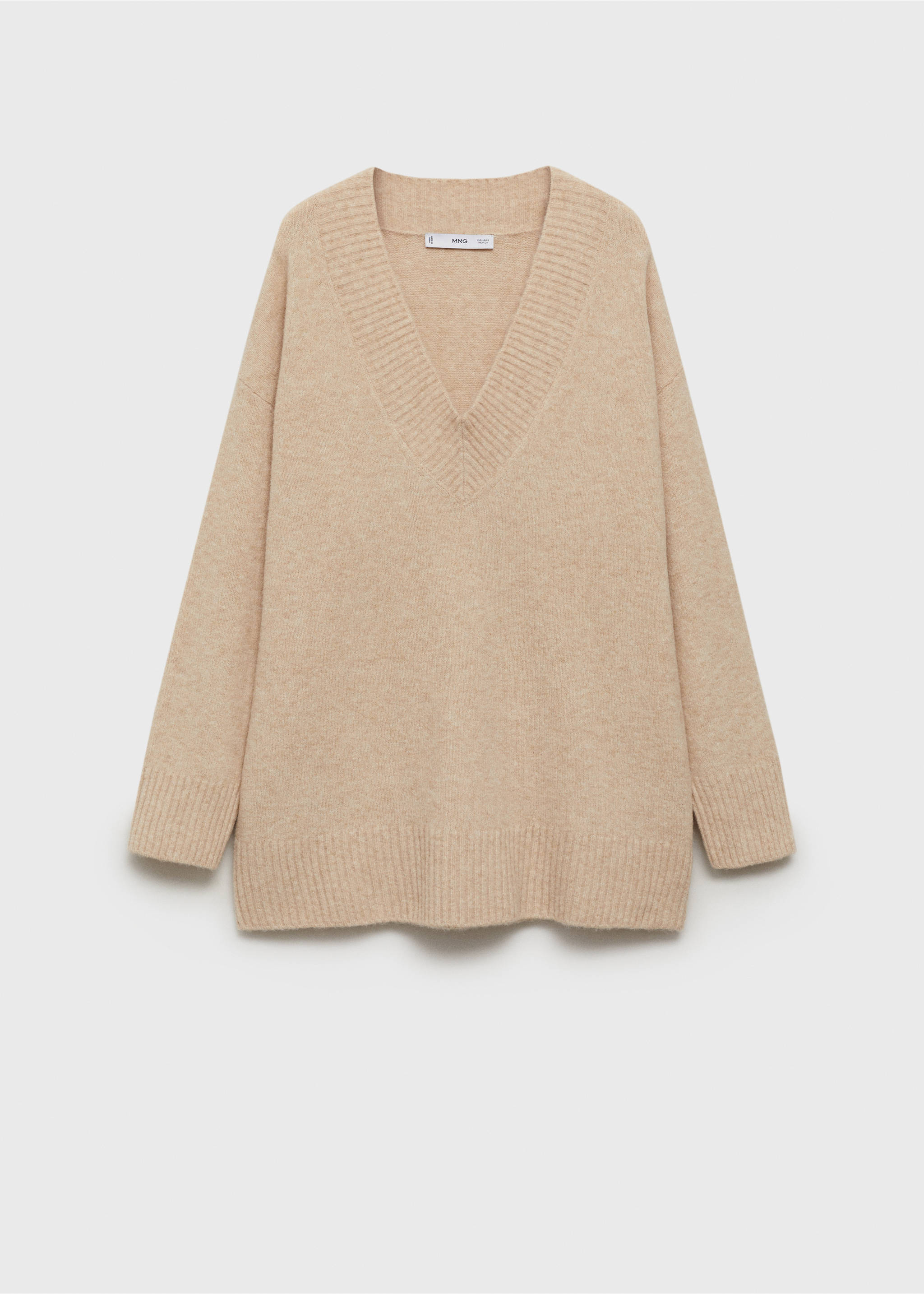 Oversized-Pullover mit V-Ausschnitt - Artikel ohne Model, Beige. Ref: 87010292-00.