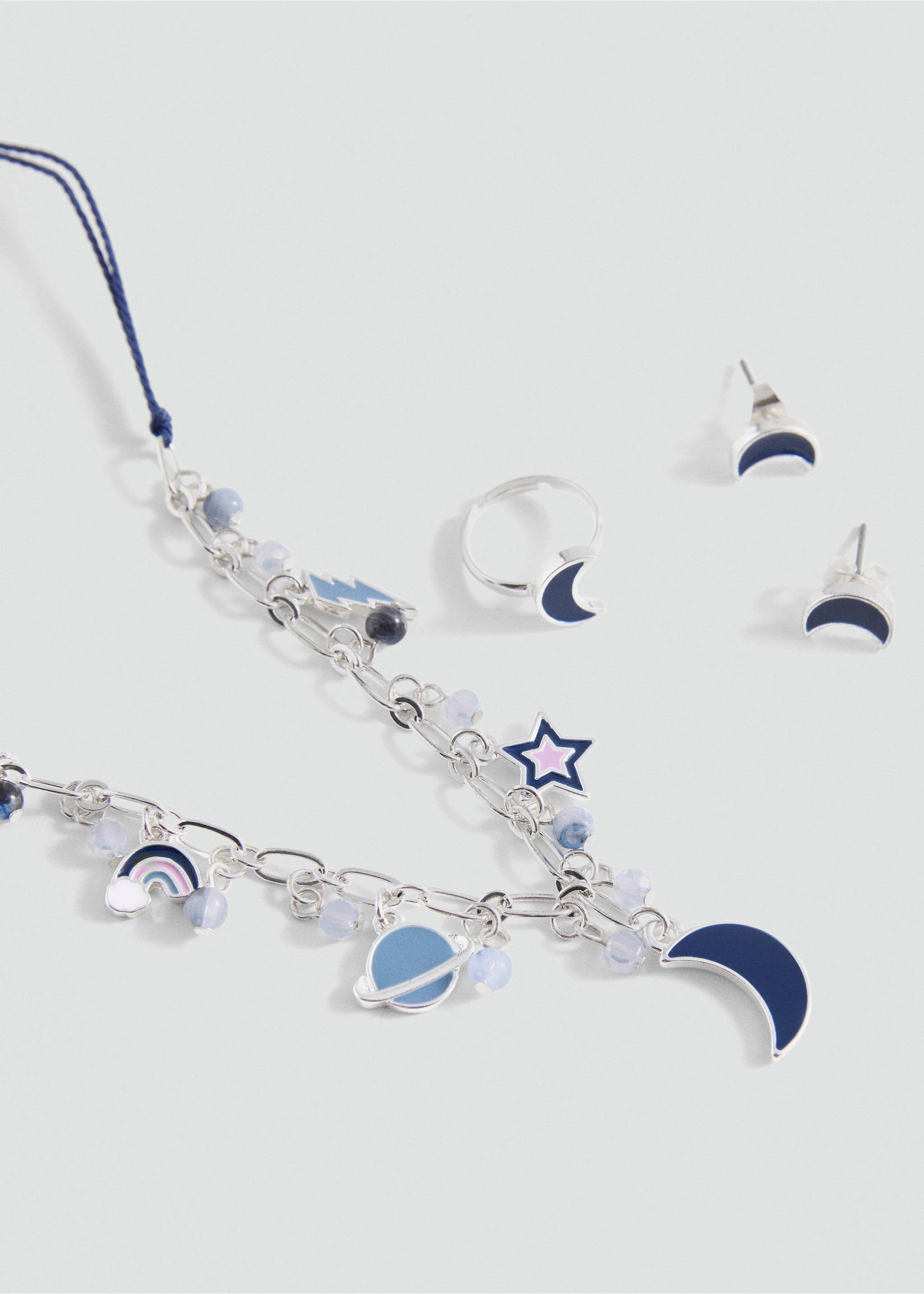 Mixed bead necklace - Medium plane, Silver. Ref: 87010318-00.