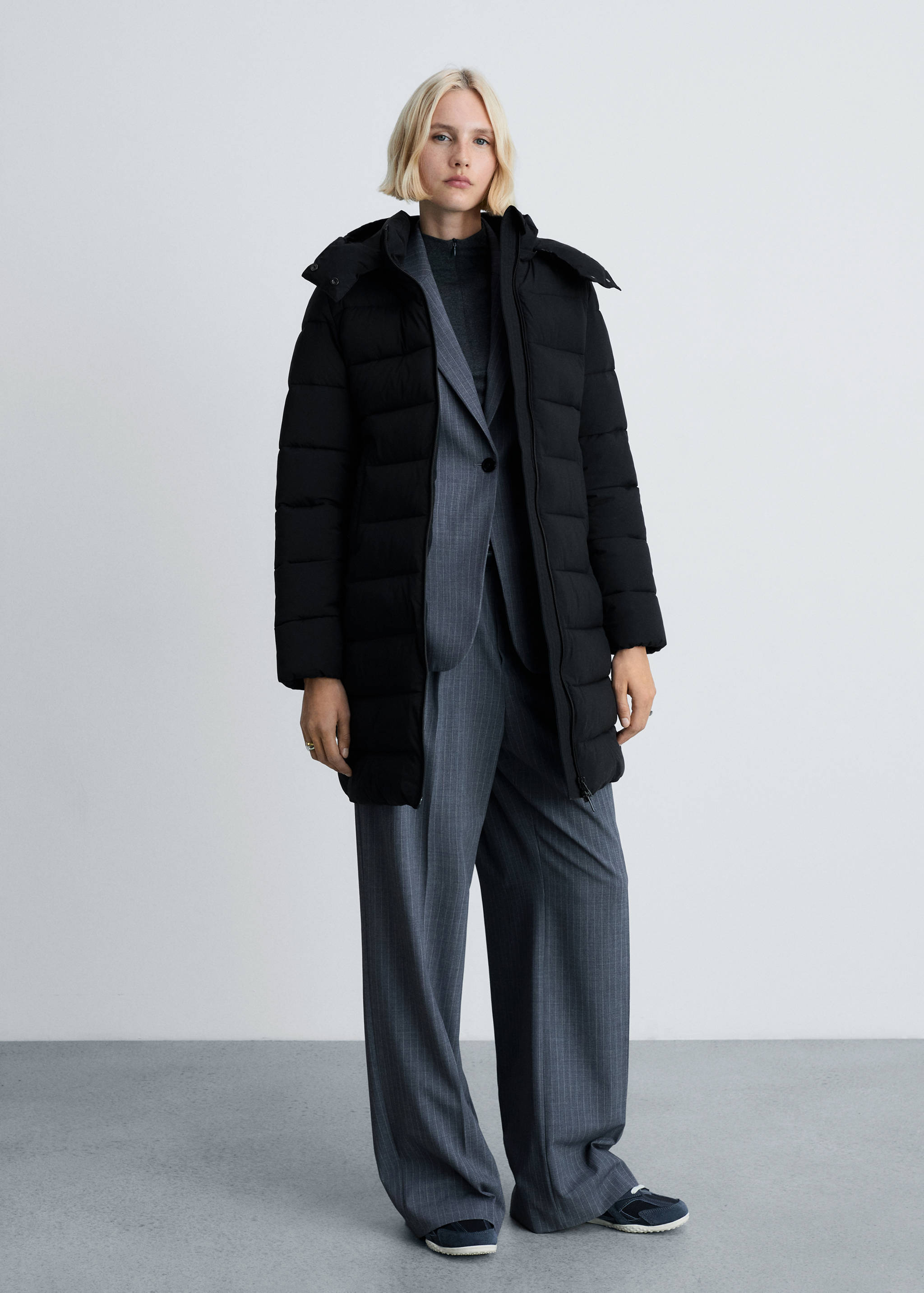 Waterproof gewatteerde midi-anorak - Overzichtstekening