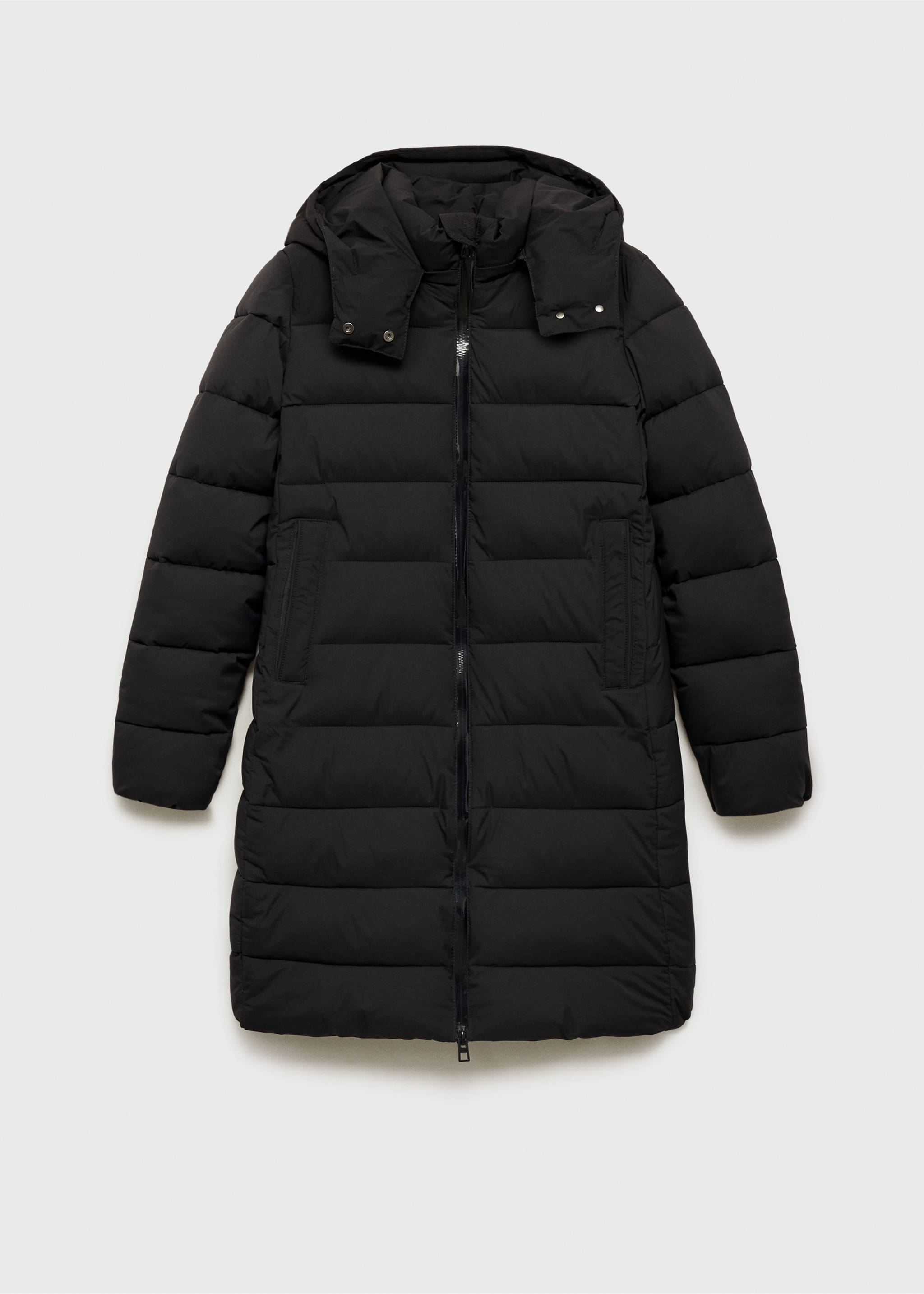 Waterproof padded midi anorak - Article without model, Black. Ref: 87010346-00.