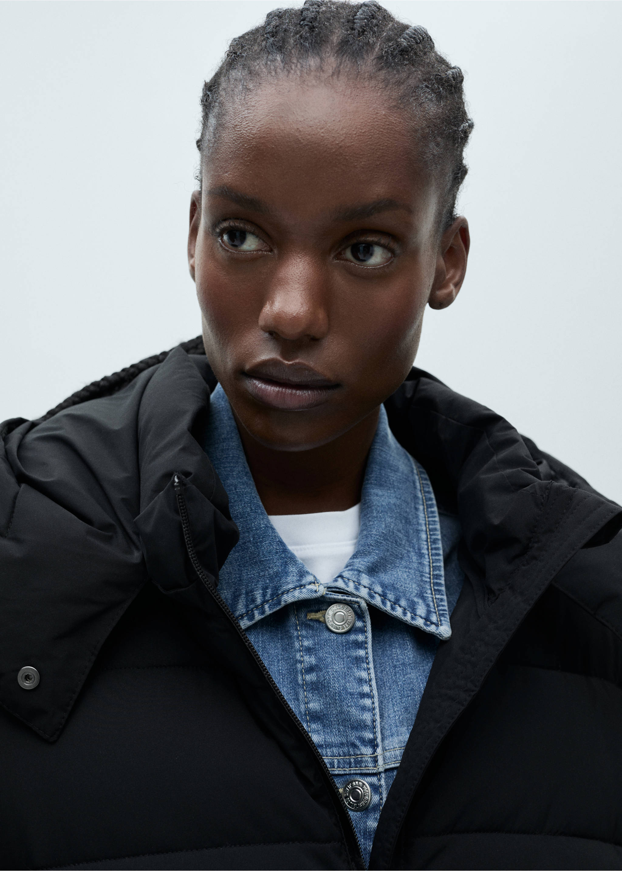 Waterproof padded midi anorak - Details of the article 4, Black. Ref: 87010346-00.