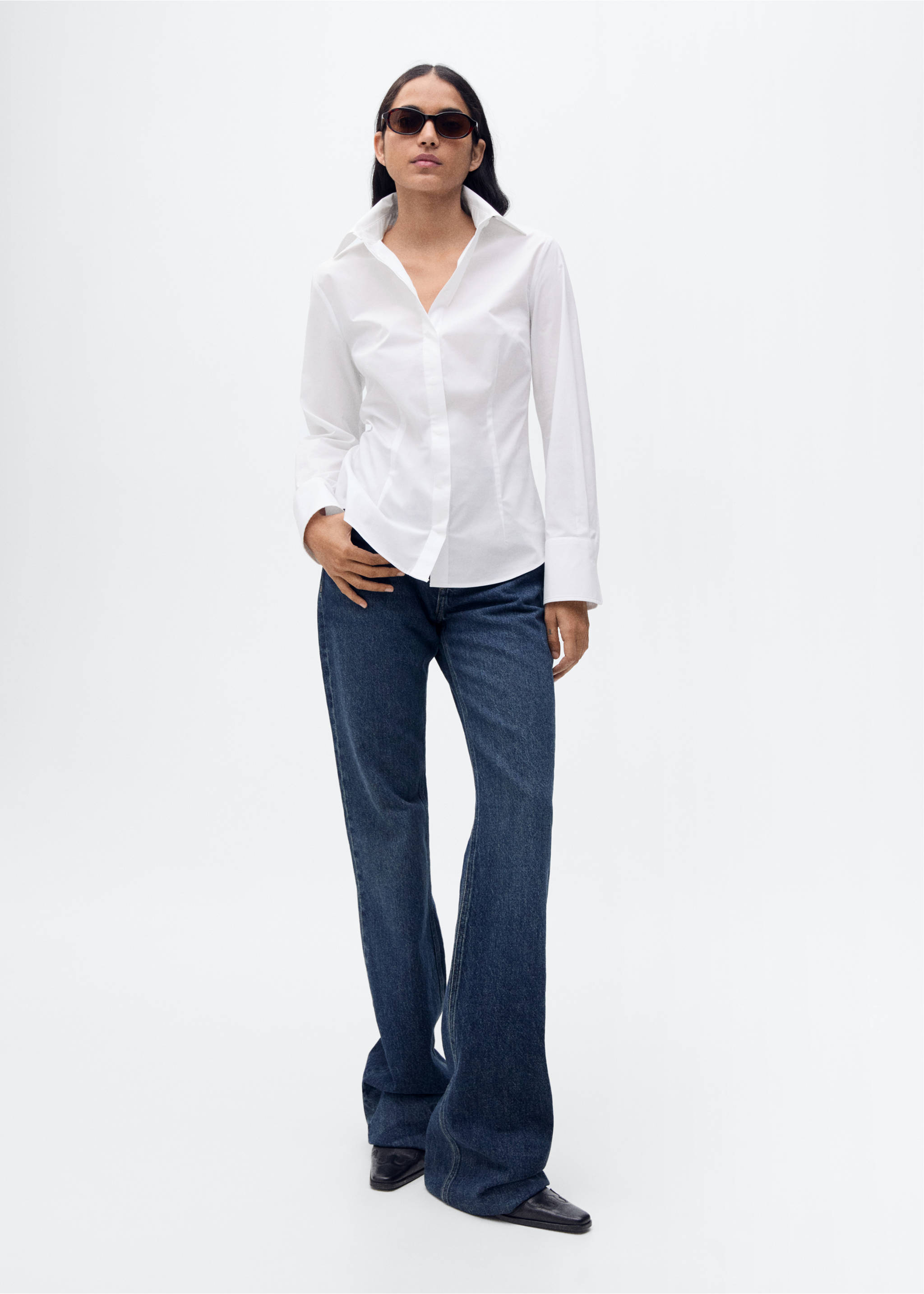 Fitted cotton shirt - General plane, White. Ref: 87010350-00.