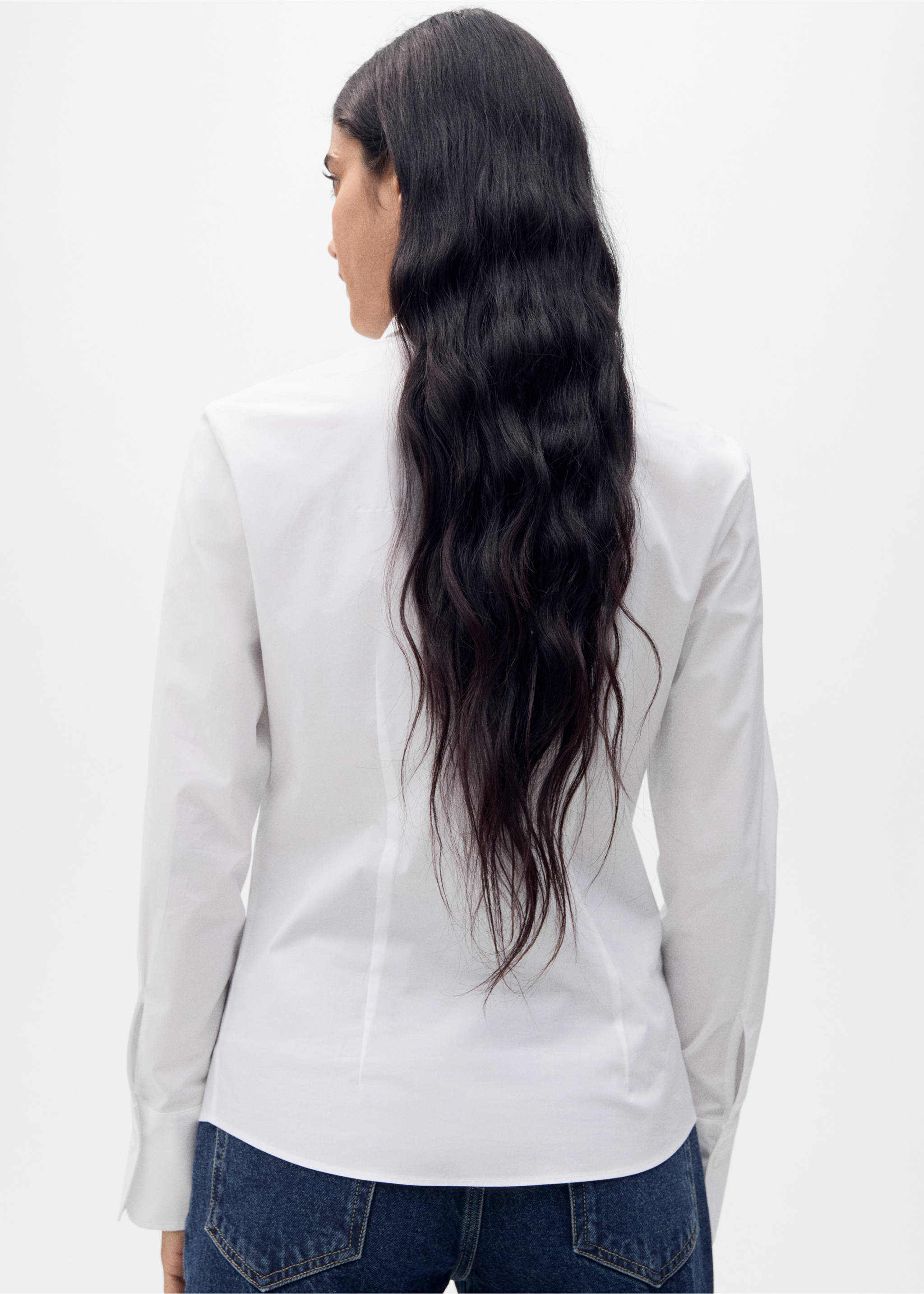 Fitted cotton shirt - Reverse of the article, White. Ref: 87010350-00.