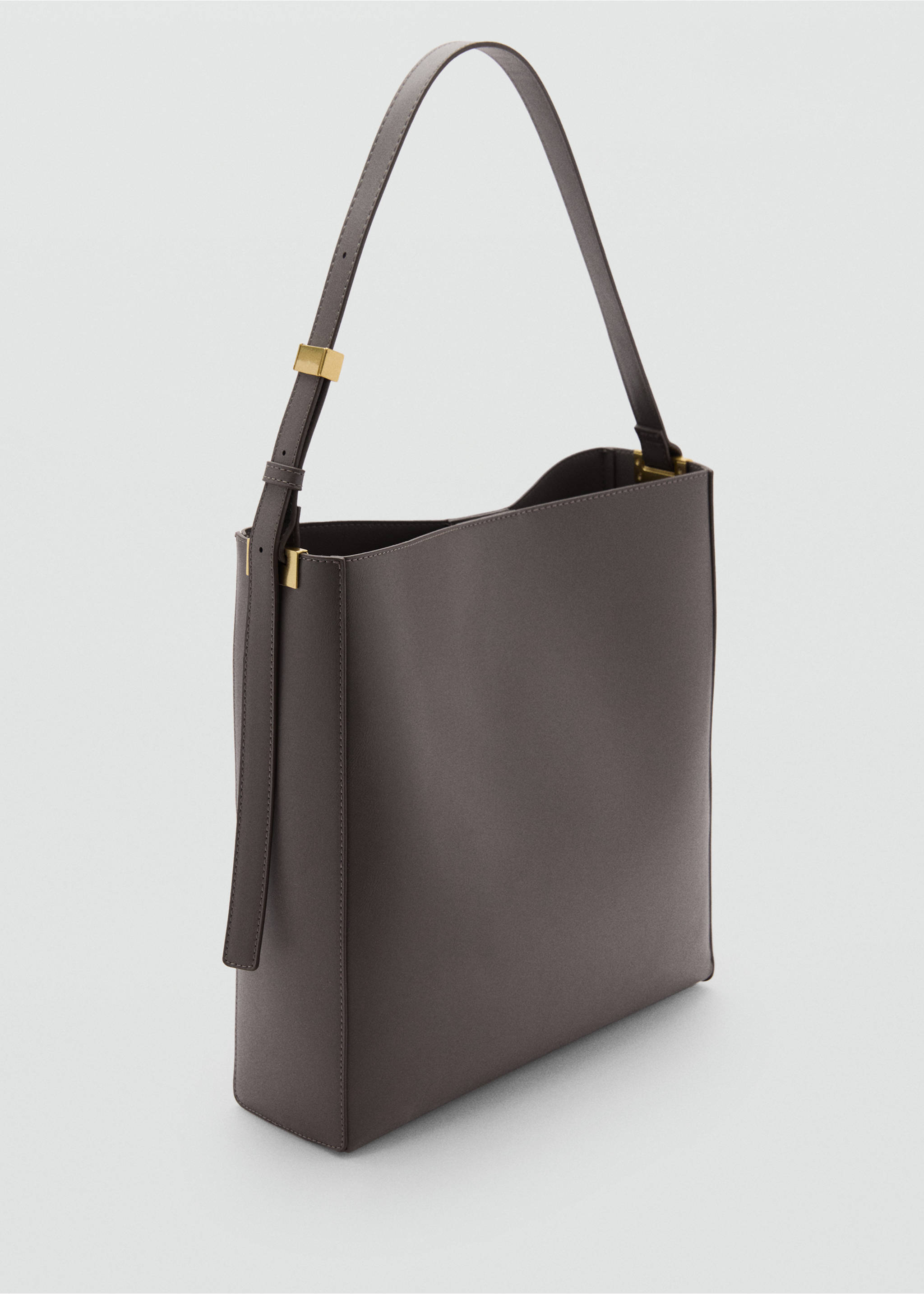 Shopper bag with metallic detail - Medium plane, Grey. Ref: 87010365-00.