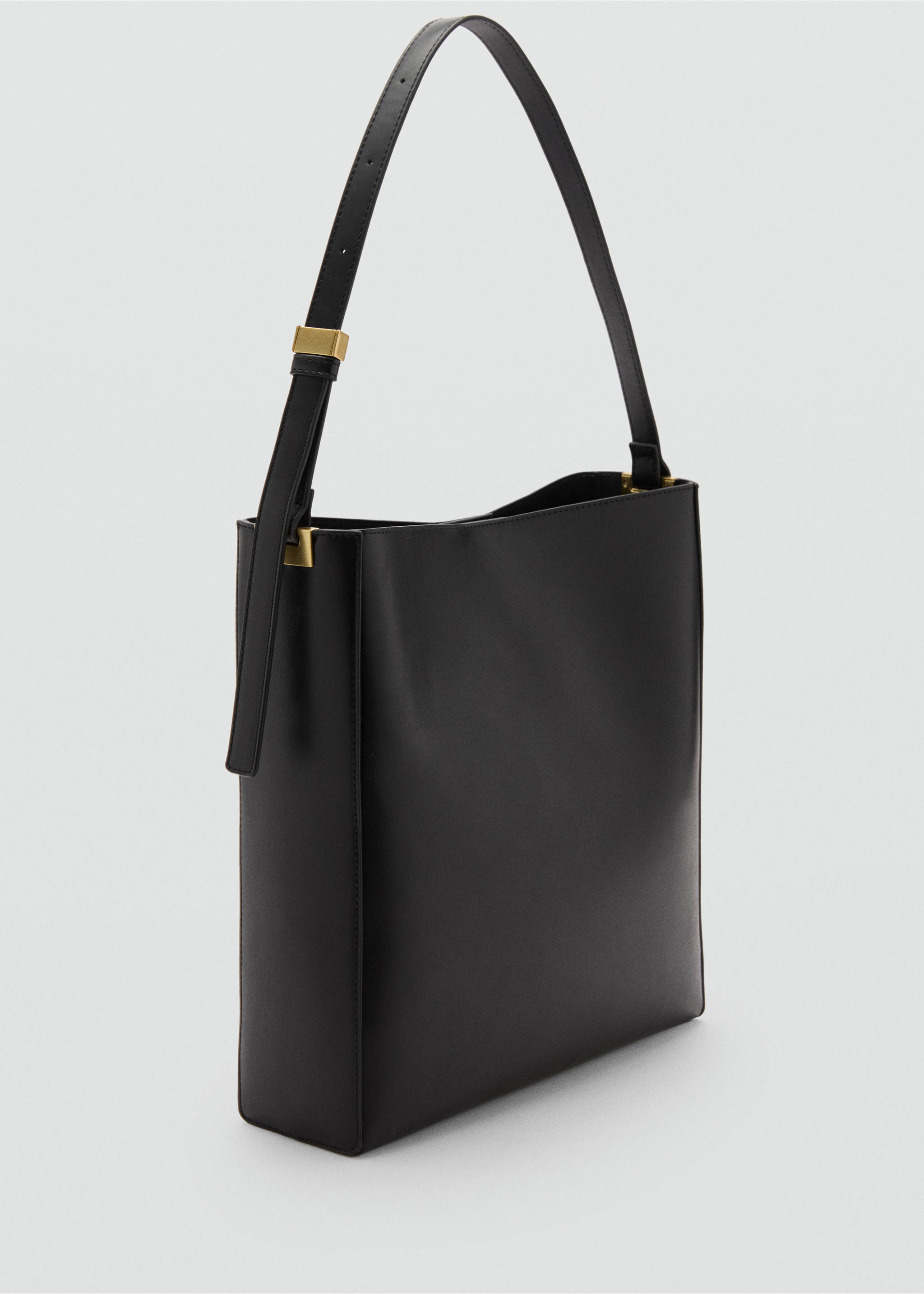Shopper bag with metallic detail - Medium plane, Black. Ref: 87010365-00.