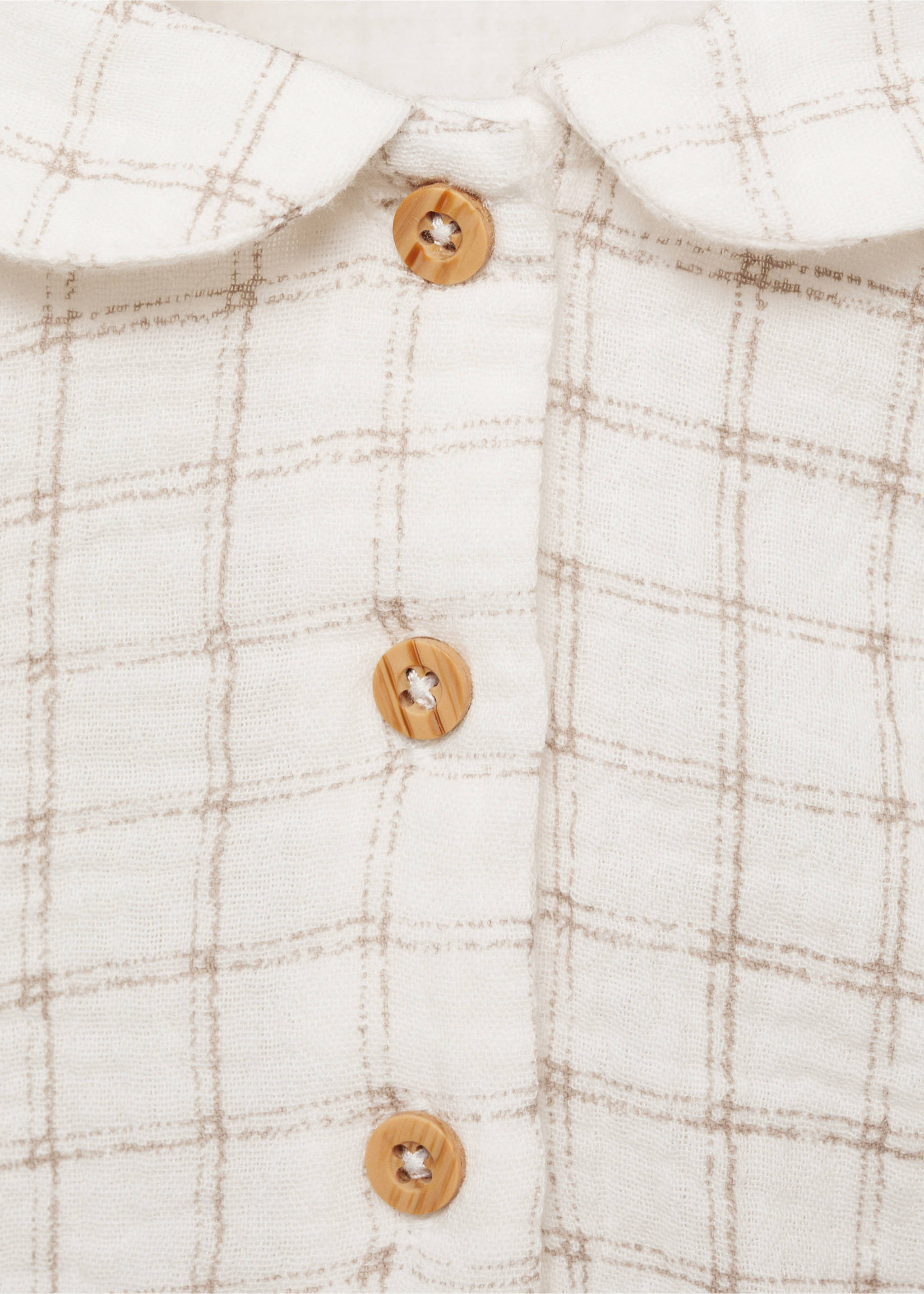 Kockás pamut blúz - A termék adatai 8, Piszkosfehér. Ref: 87010375-00.