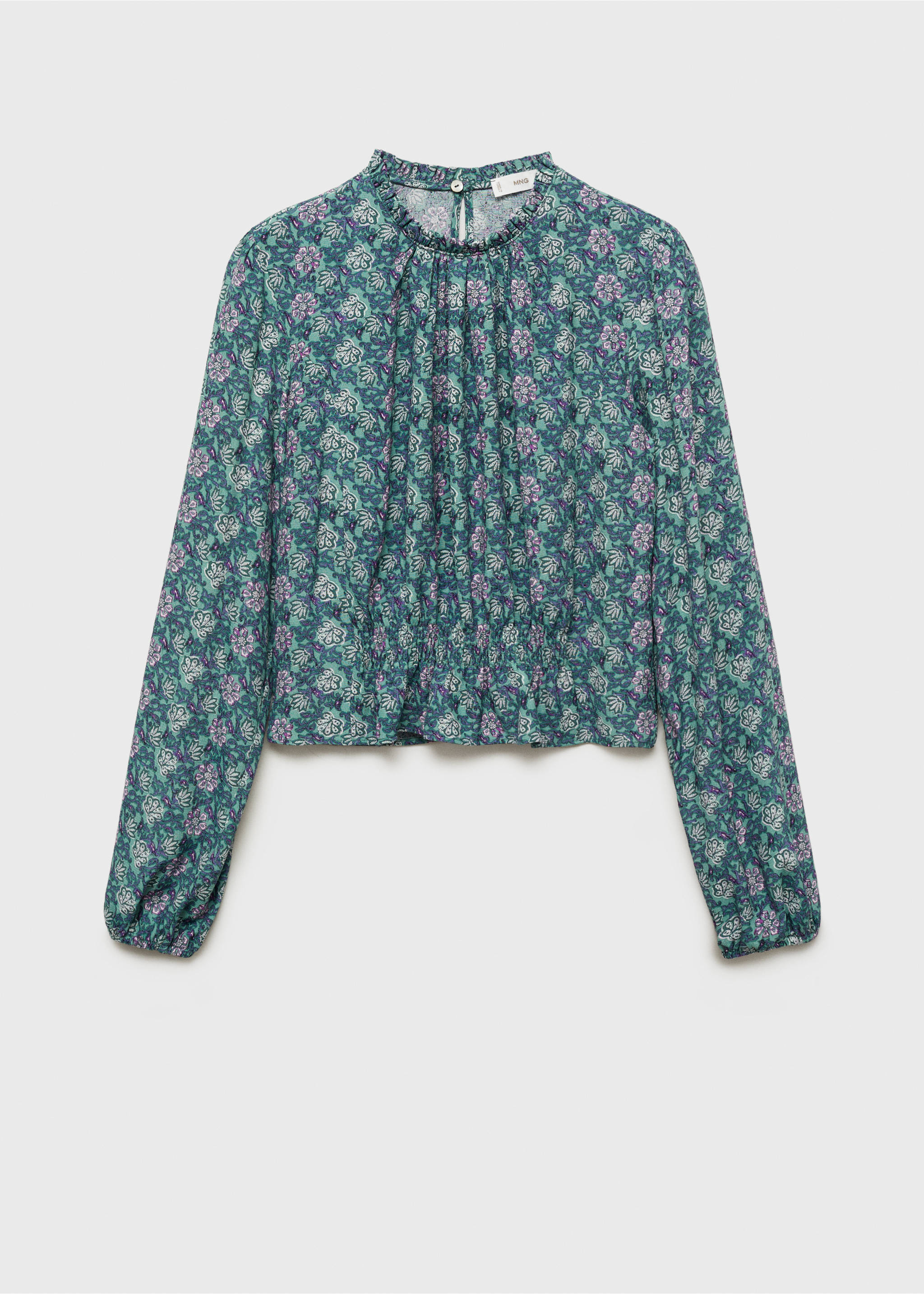 Floral print blouse - Article without model, Mint Green. Ref: 87010378-00.