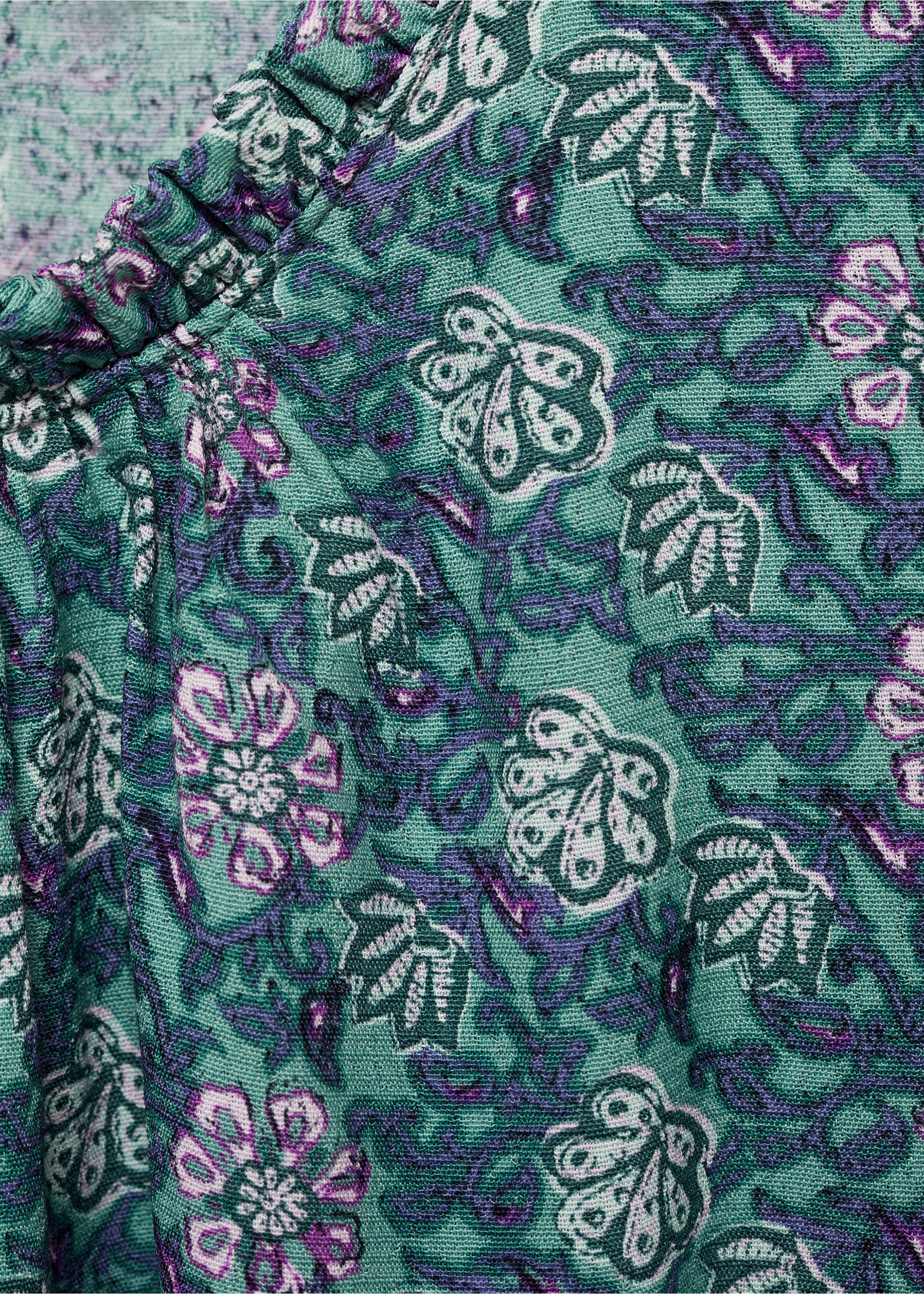 Floral print blouse - Details of the article 8, Mint Green. Ref: 87010378-00.