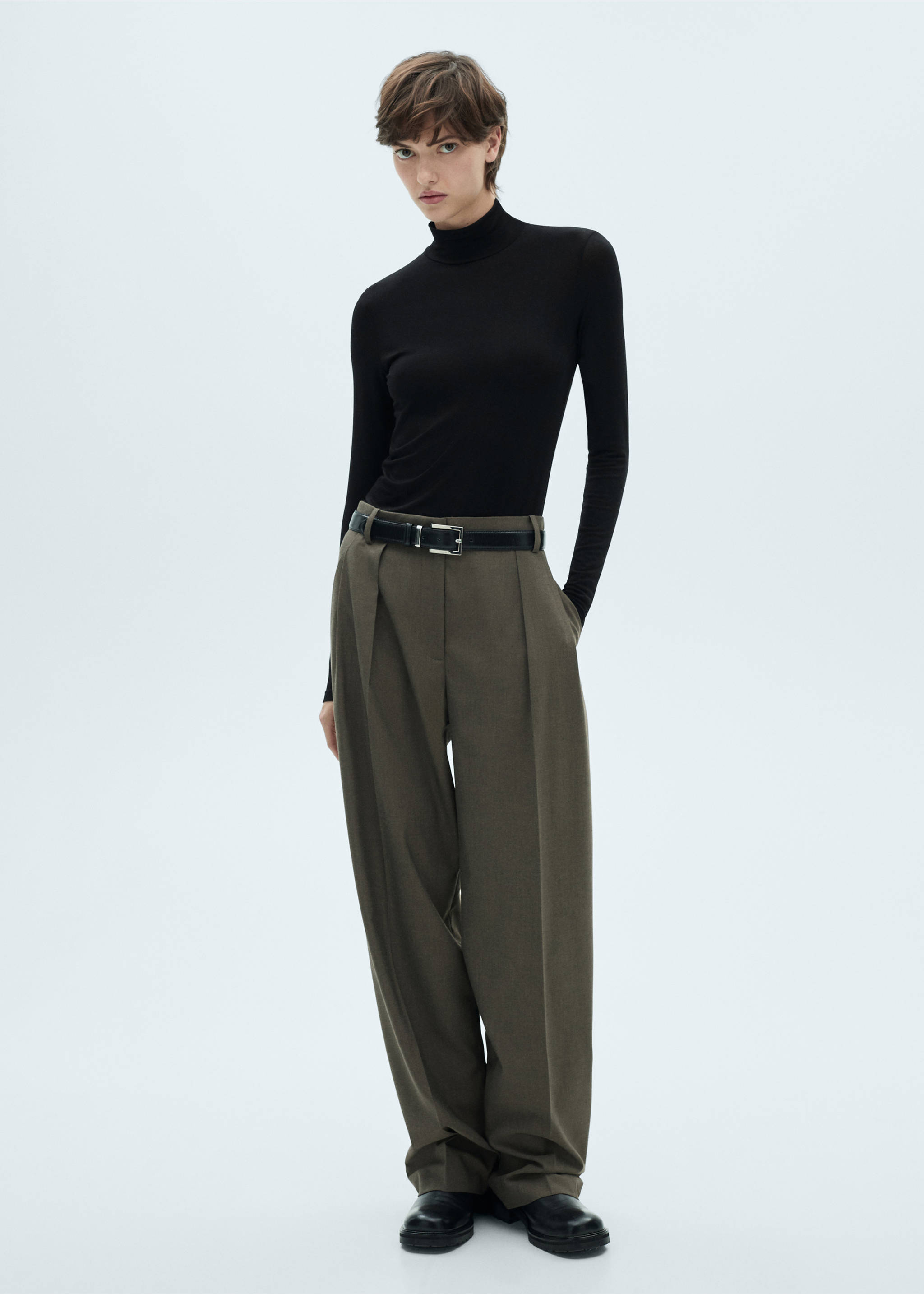 Turtleneck long-sleeved t-shirt - General plane, Black. Ref: 87010430-00.