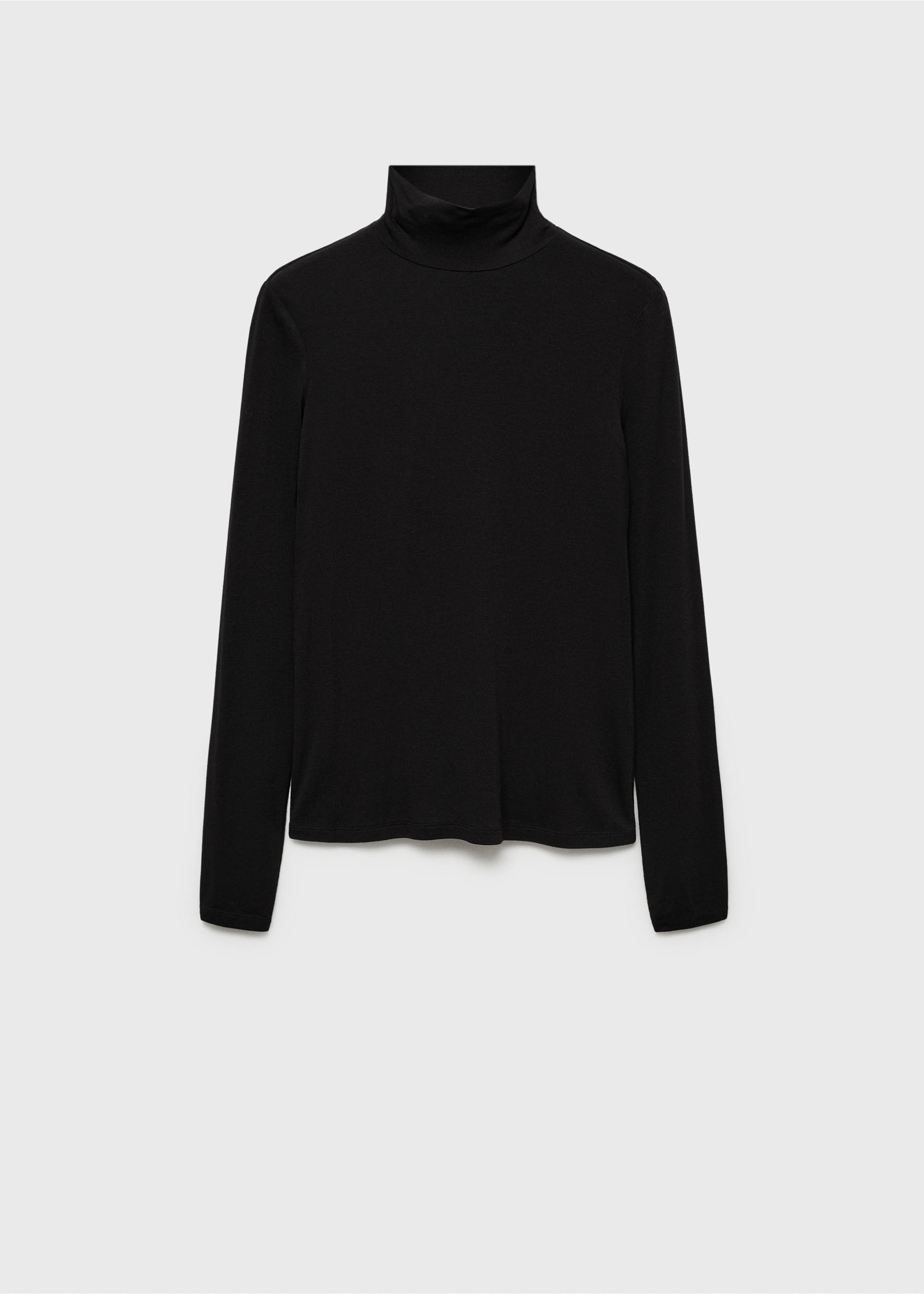 Turtleneck long-sleeved t-shirt - Article without model, Black. Ref: 87010430-00.