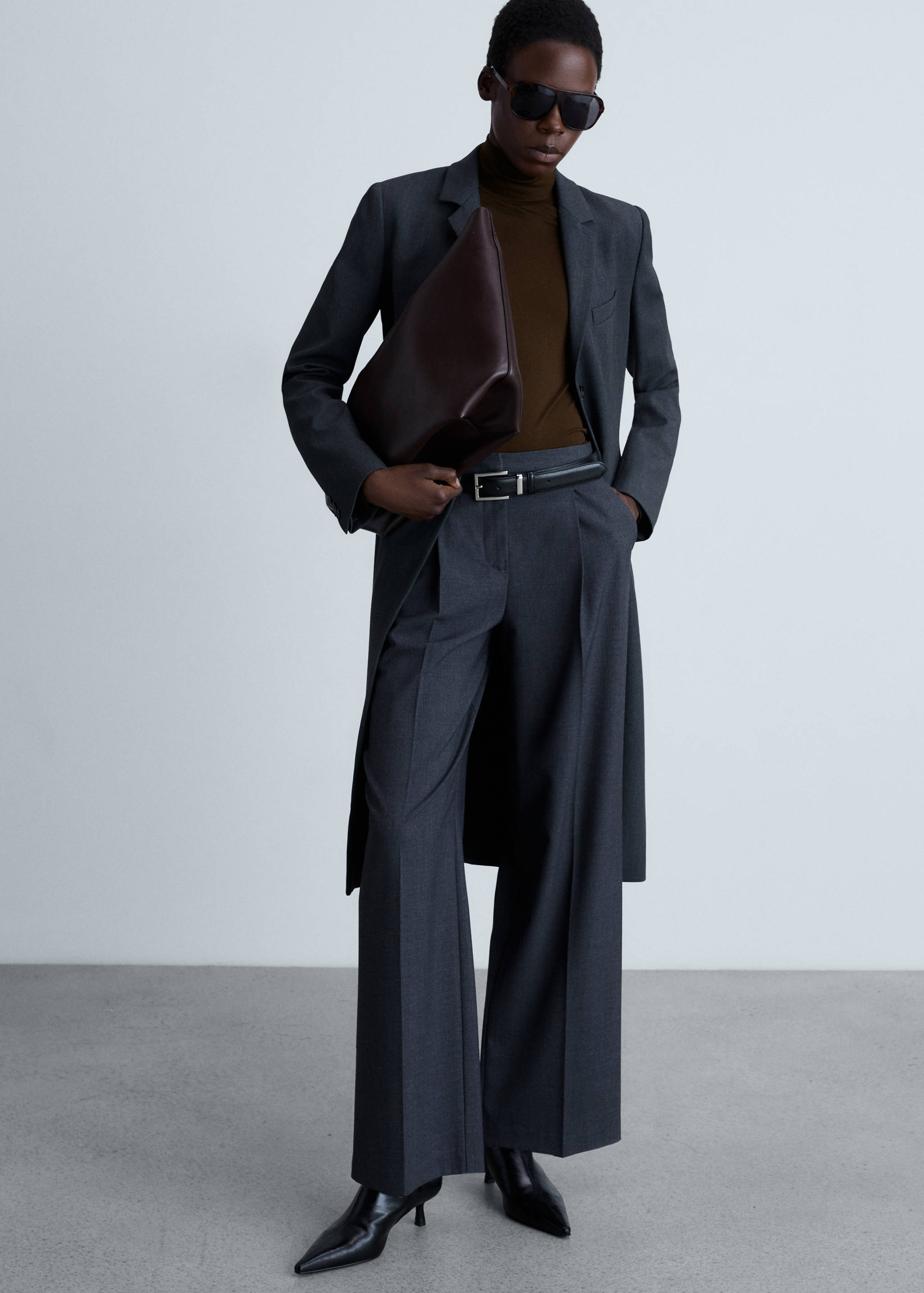 Langärmliges T-Shirt mit halbhohem Kragen - Allgemeine Ansicht