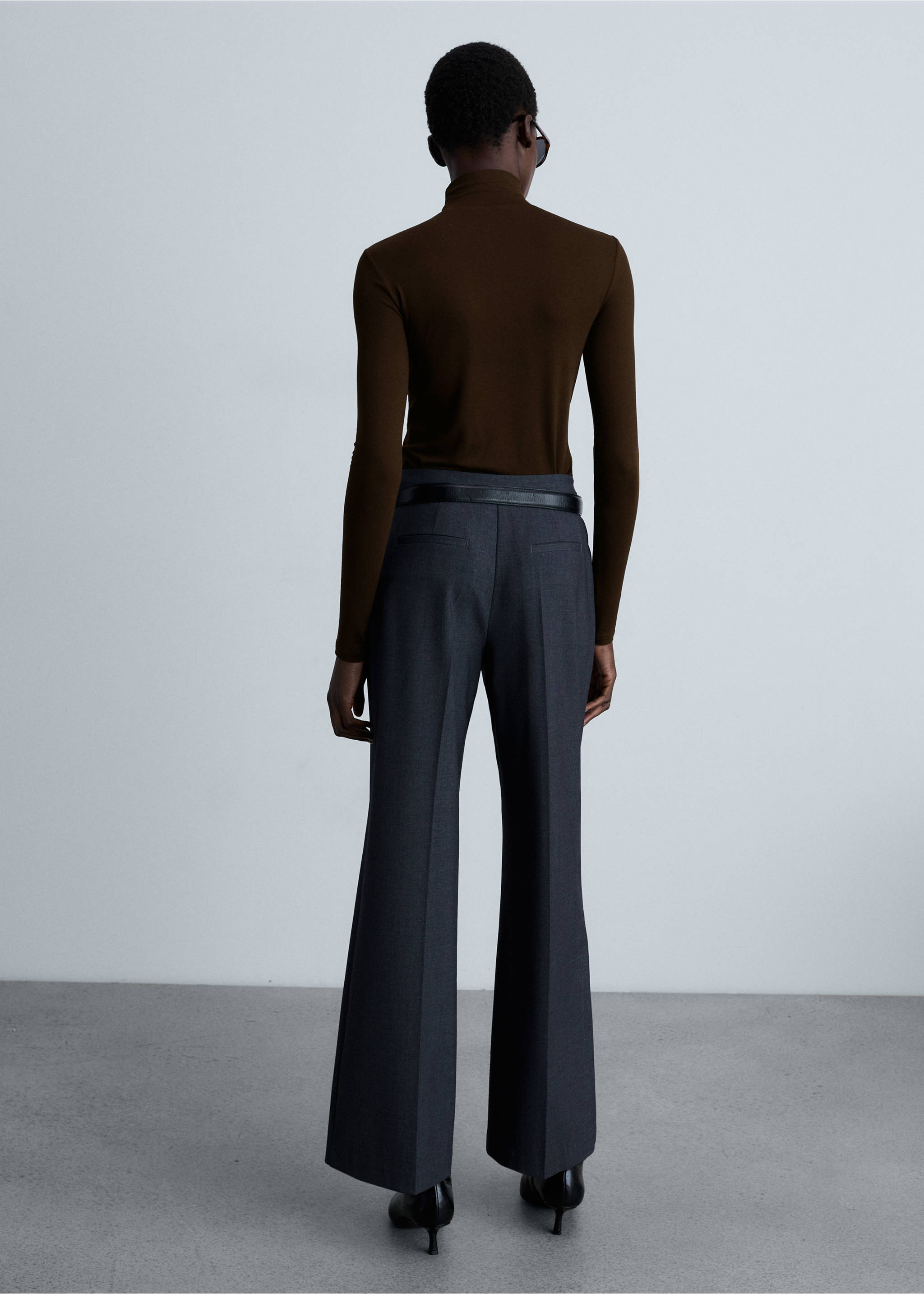 Perkins-neck long-sleeved t-shirt - Reverse of the article, Brown. Ref: 87010432-00.