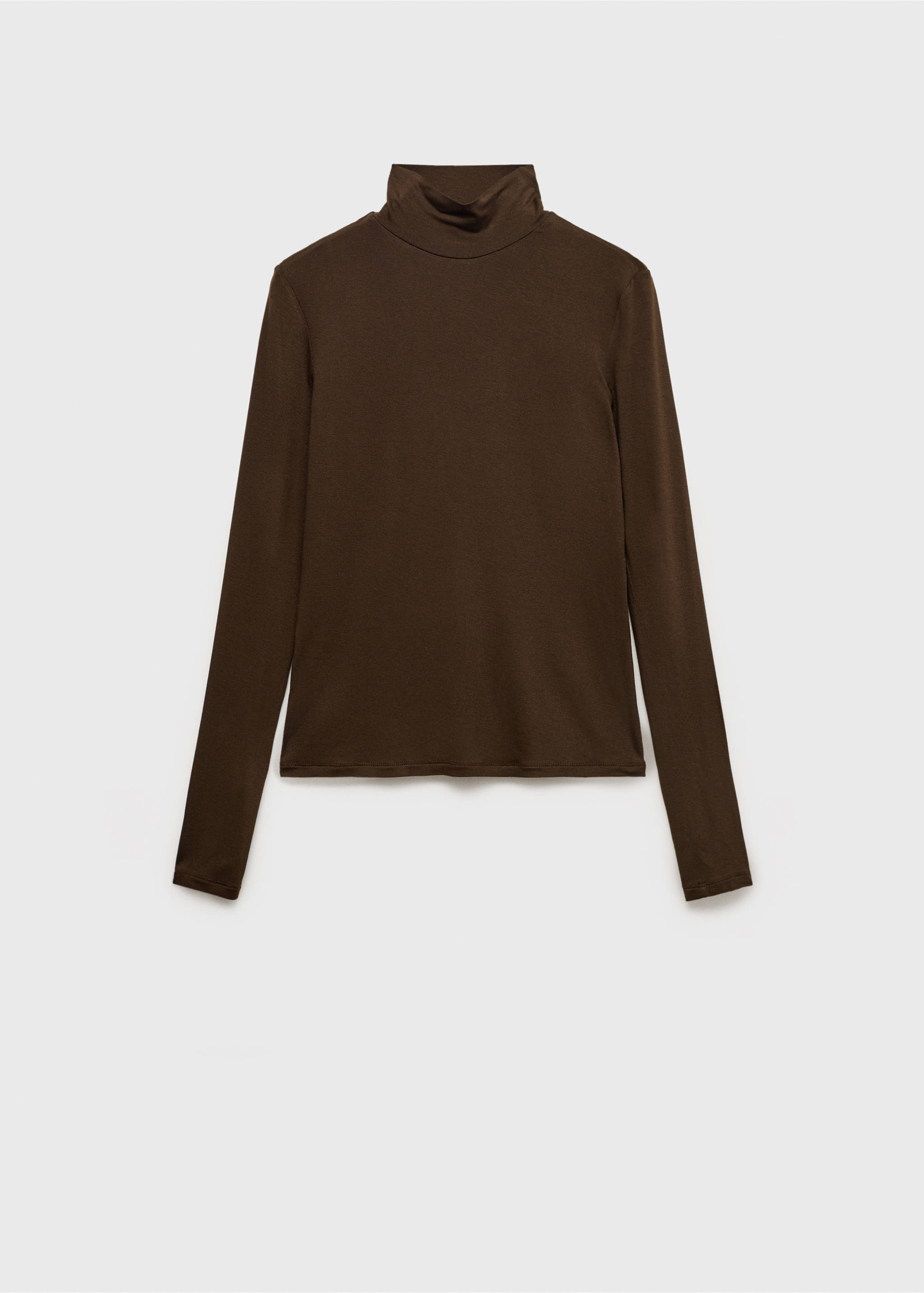 Perkins-neck long-sleeved t-shirt - Article without model, Brown. Ref: 87010432-00.
