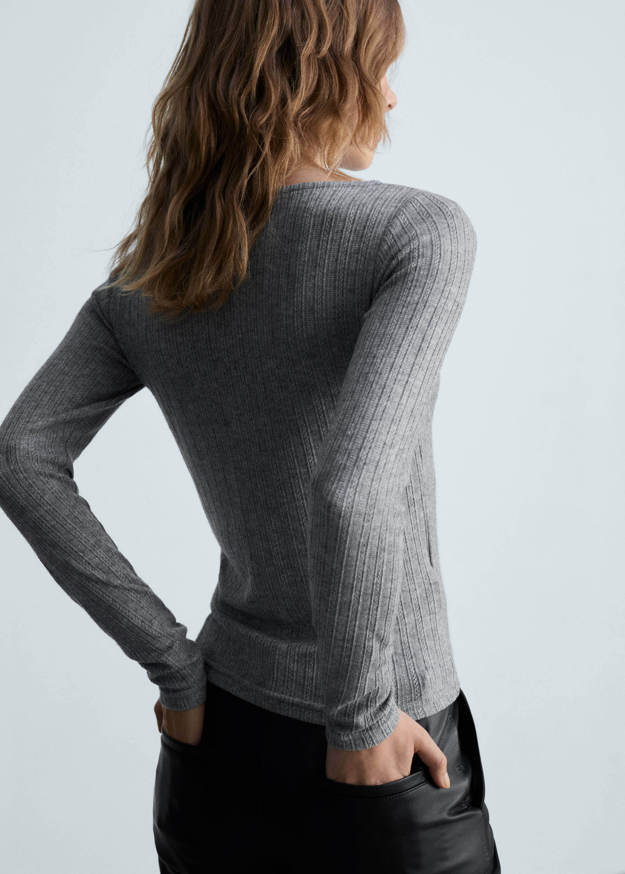 Camiseta manga larga pointelle - Reverso del artículo