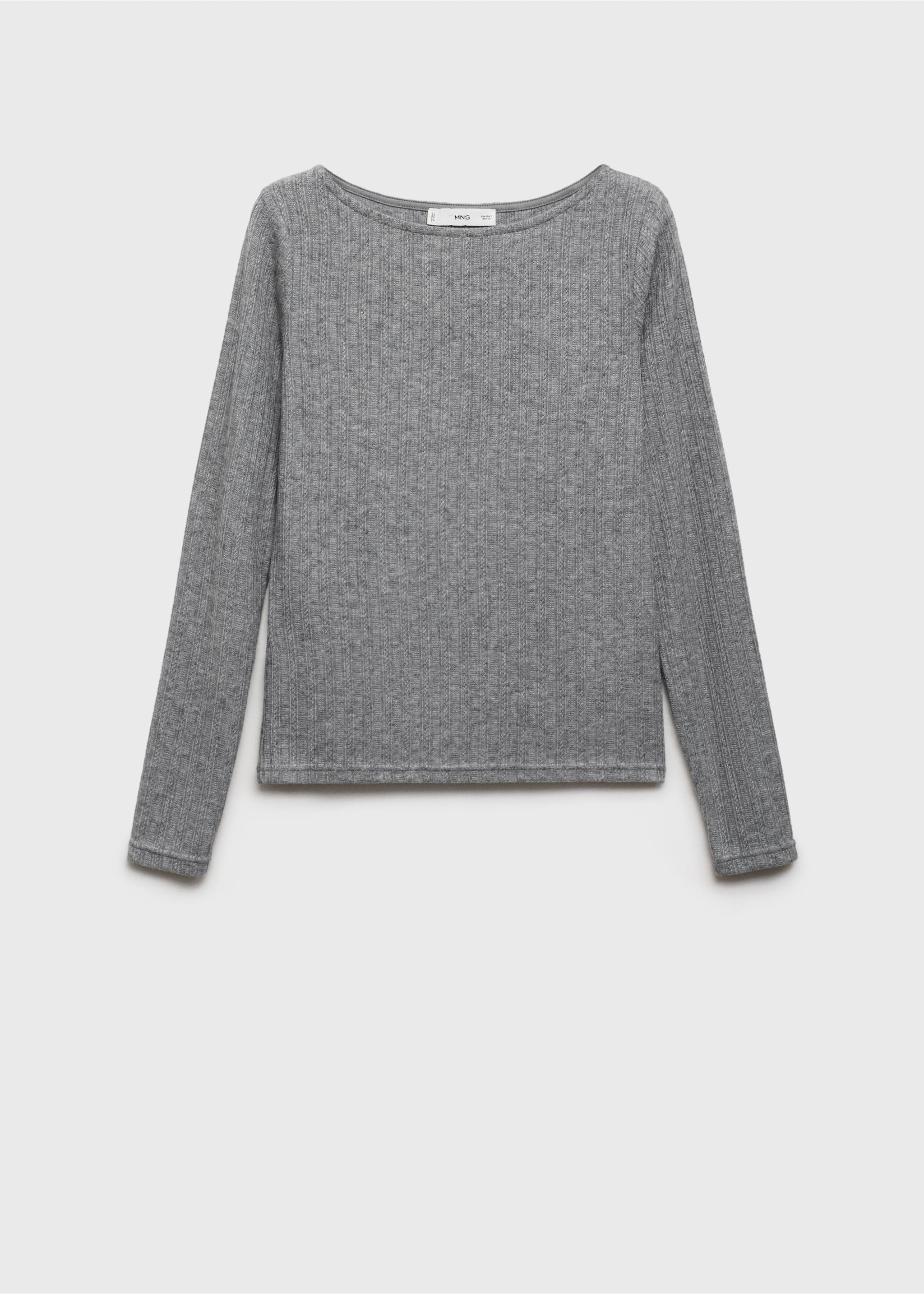 Long-sleeved pointelle t-shirt - Article without model, Medium Heather Grey. Ref: 87010433-00.