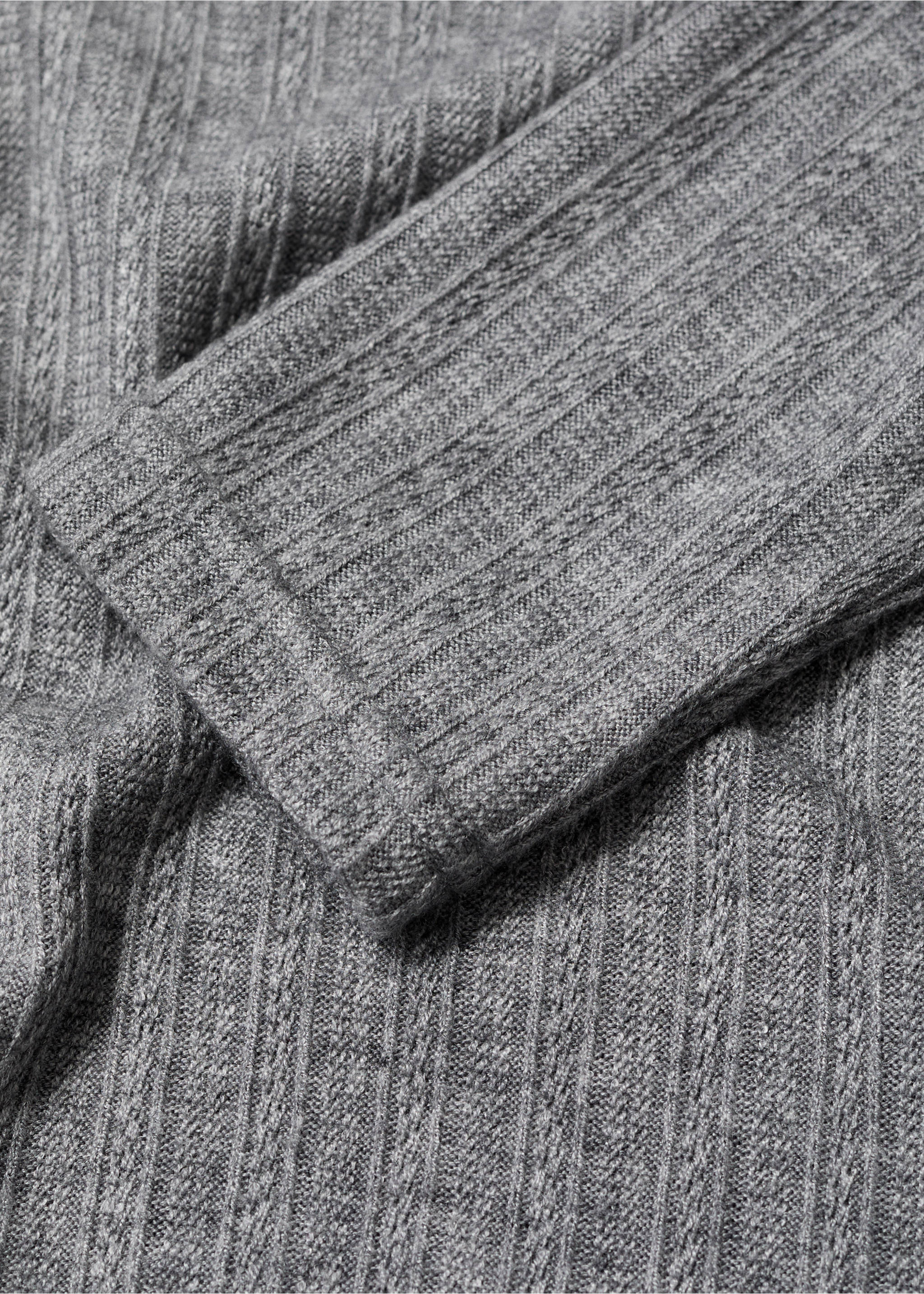 Long-sleeved pointelle t-shirt - Details of the article 0, Medium Heather Grey. Ref: 87010433-00.