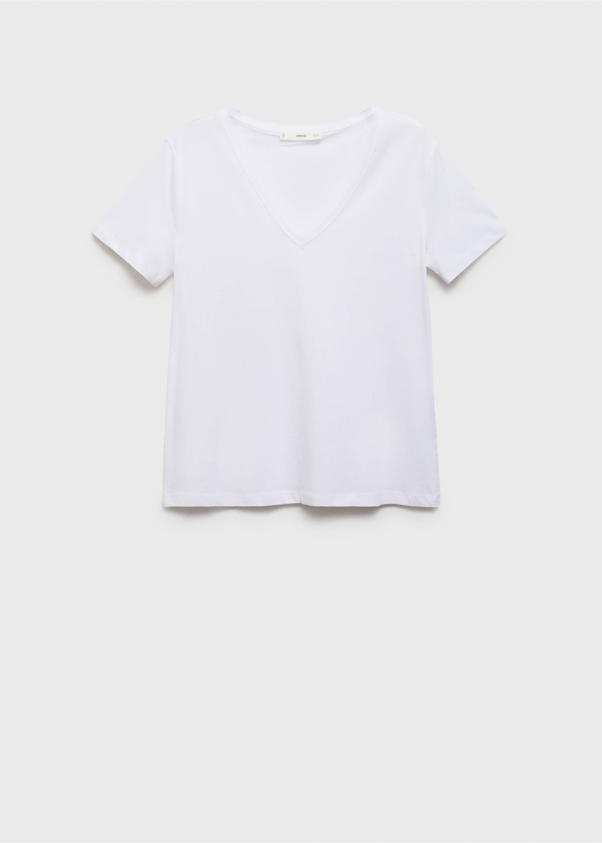 V-neck cotton T-shirt - Article without model, White. Ref: 87010436-00.