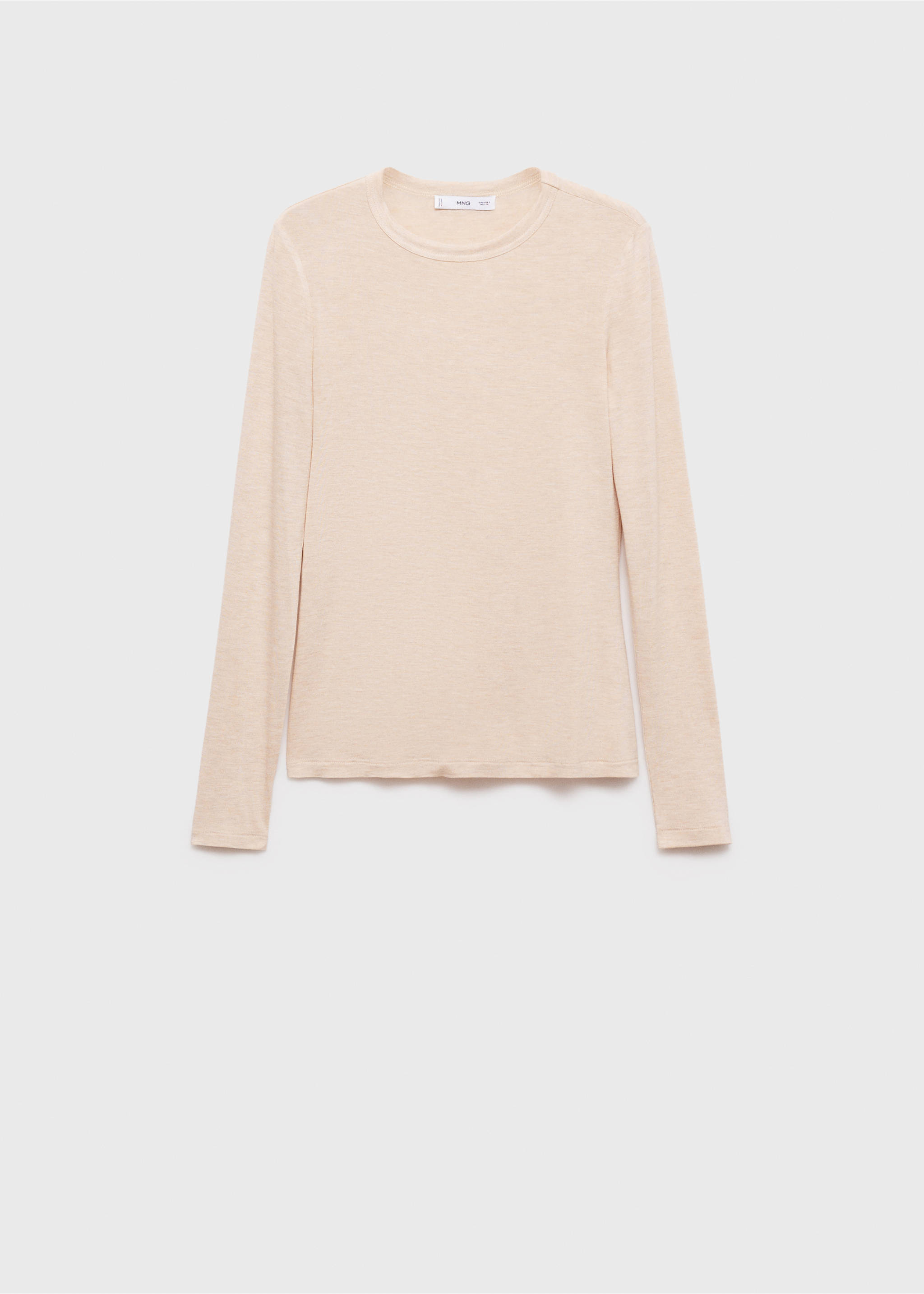 Long-sleeved fitted t-shirt - Article without model, Sand. Ref: 87010438-00.