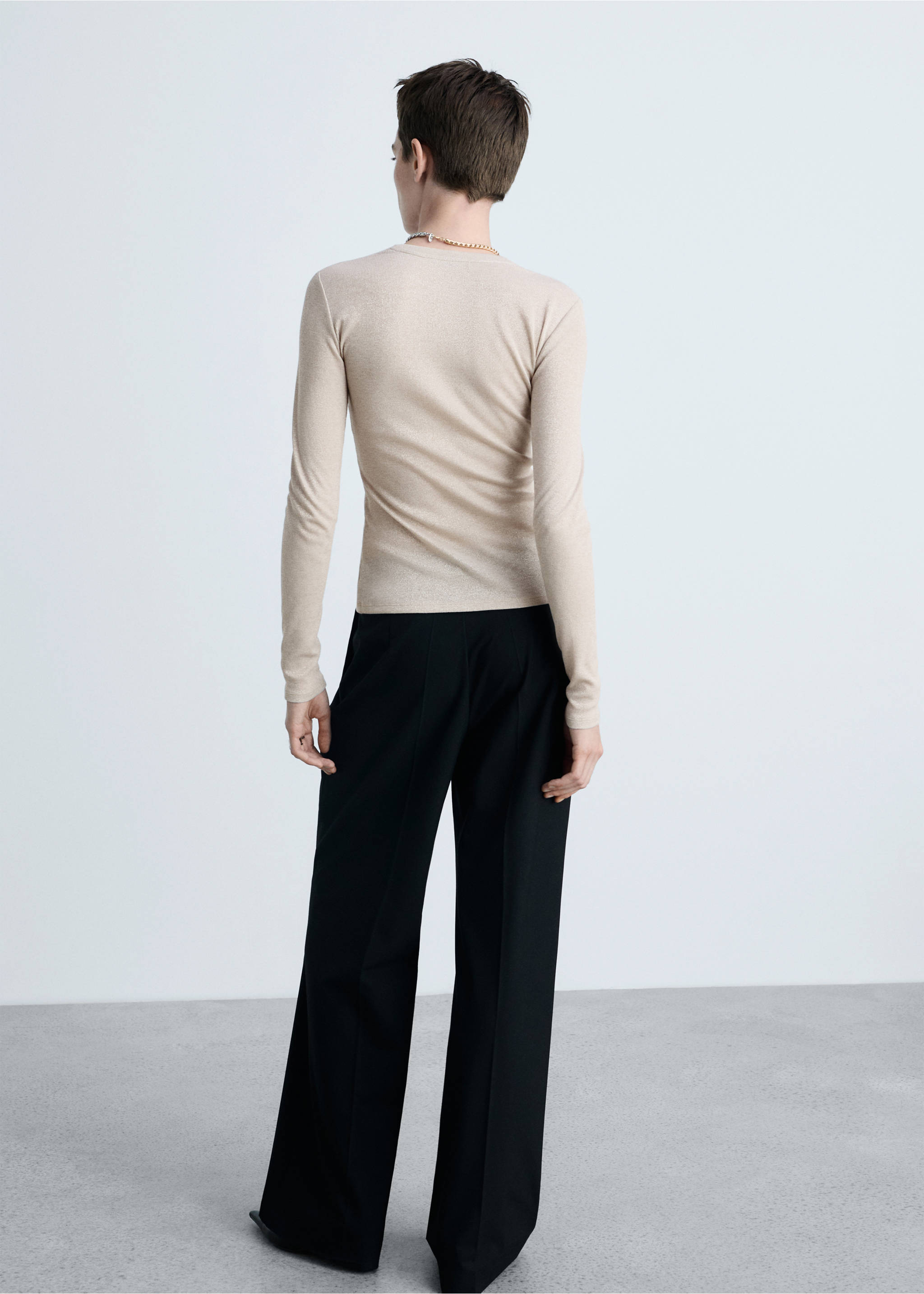 T-shirt maglia lurex - Retro dell'articolo, Beige. Ref: 87010439-00.