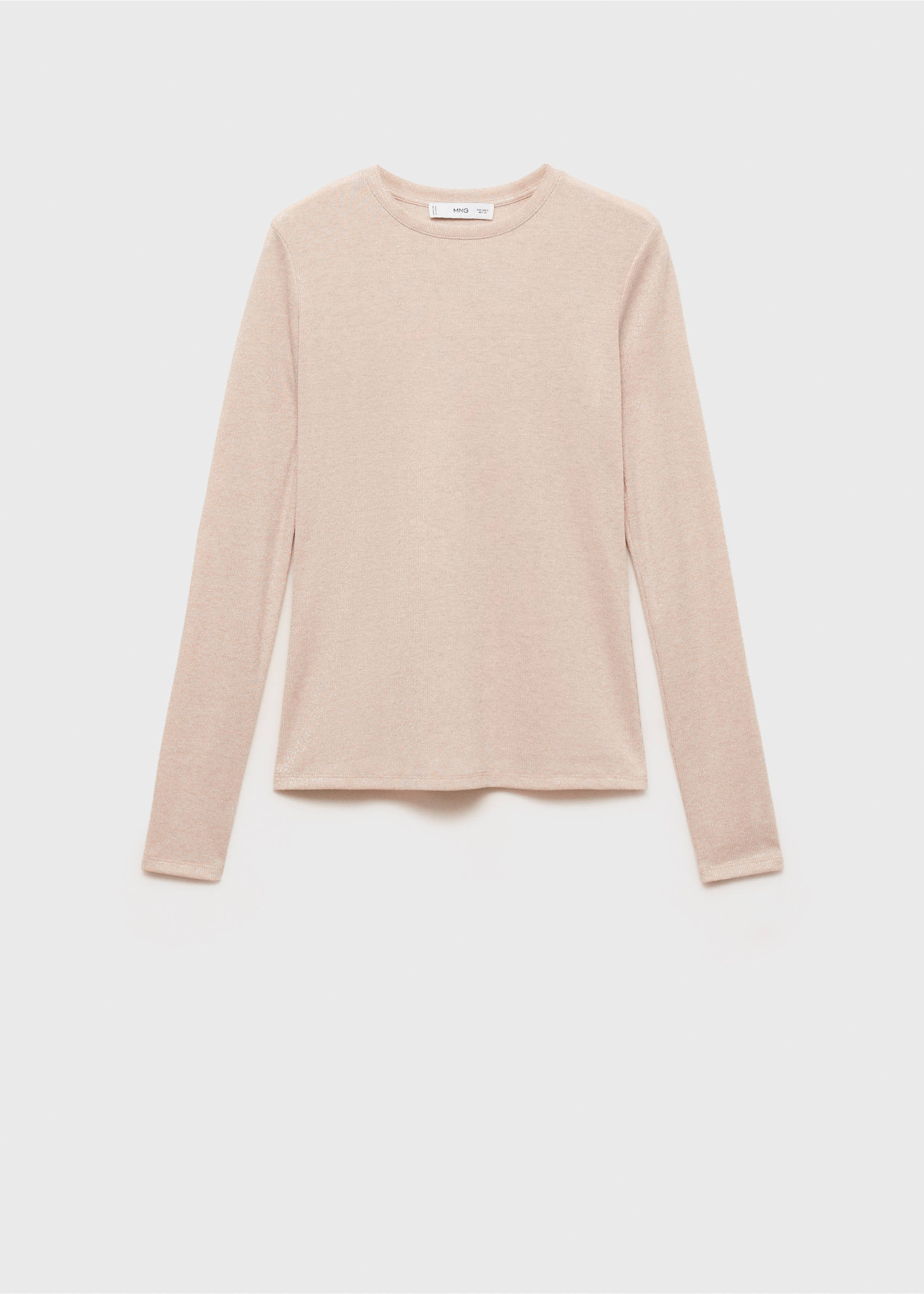 Lurex knitted t-shirt - Article without model, Beige. Ref: 87010439-00.