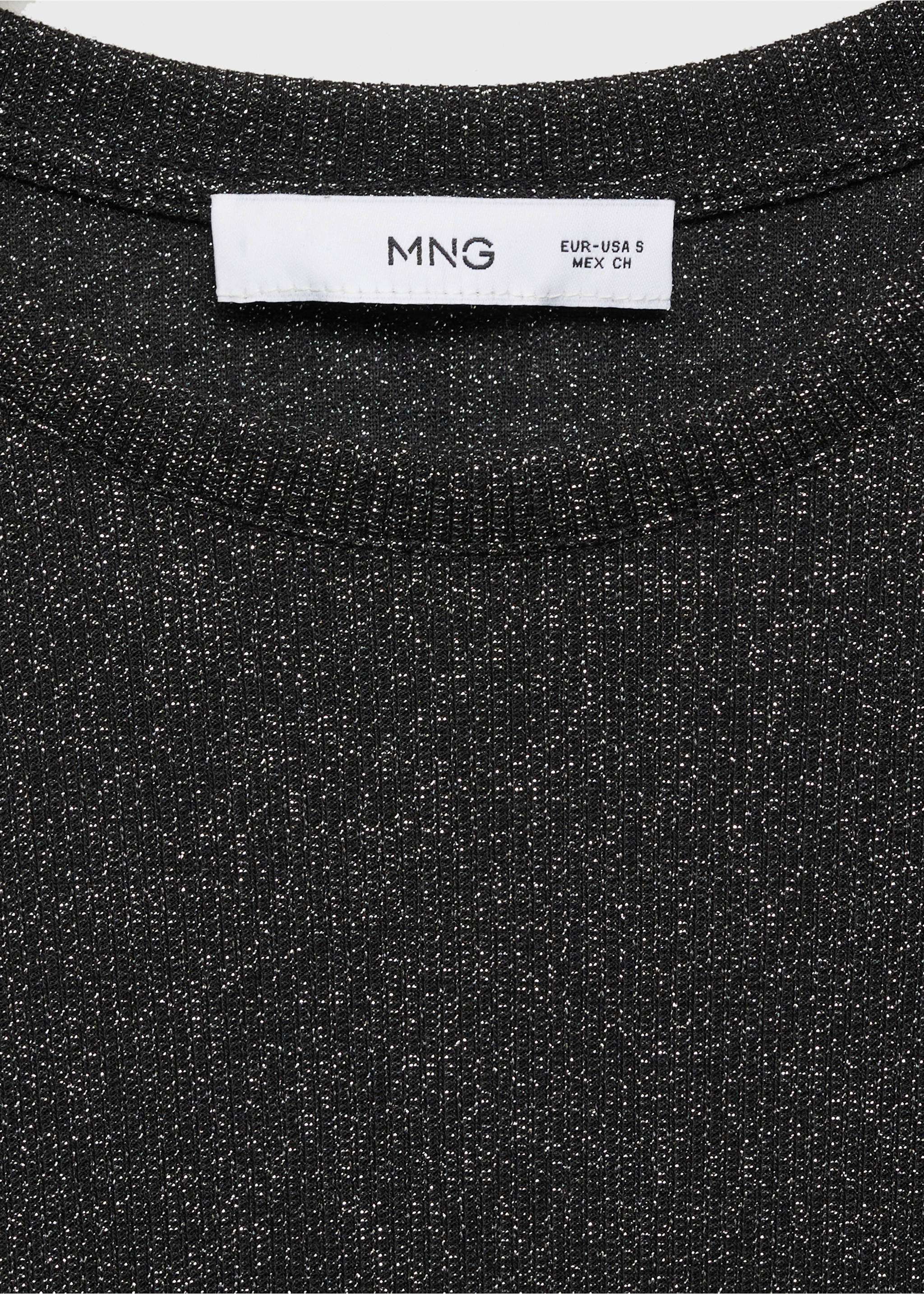 Lurex knitted t-shirt - Details of the article 8, Black. Ref: 87010439-00.