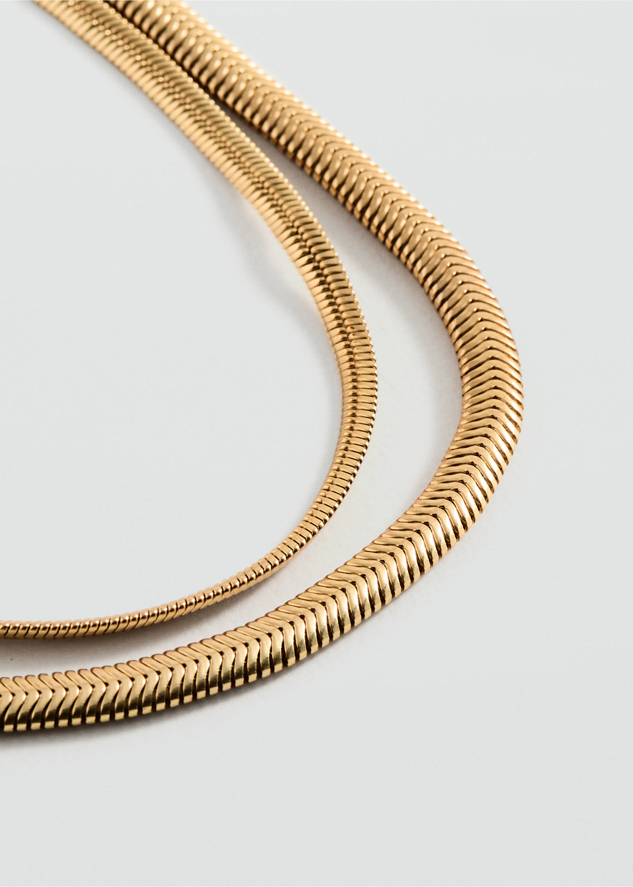Textured double necklace - Medium plane, Gold. Ref: 87010462-00.