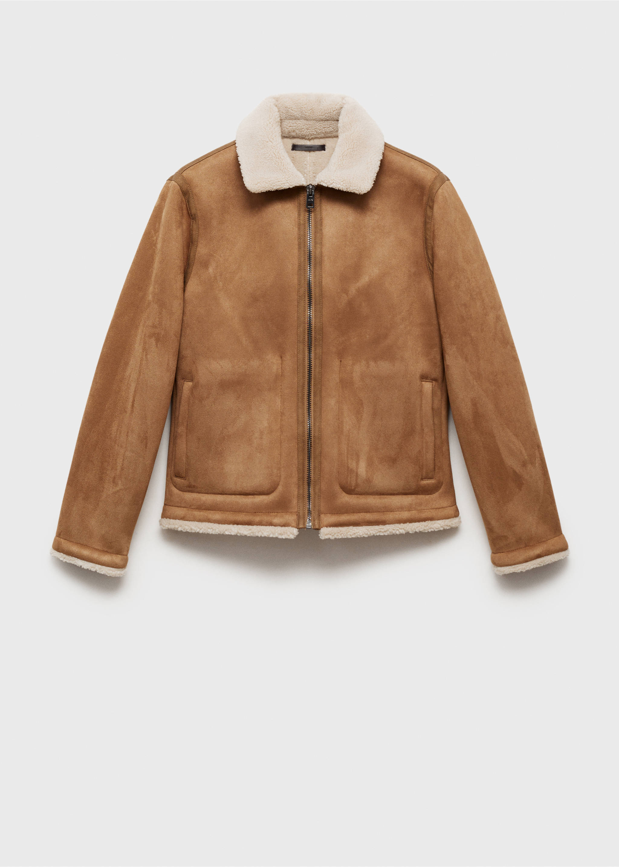 Double face jacket with sheepskin details - Article without model, Medium Brown. Ref: 87010578-00.