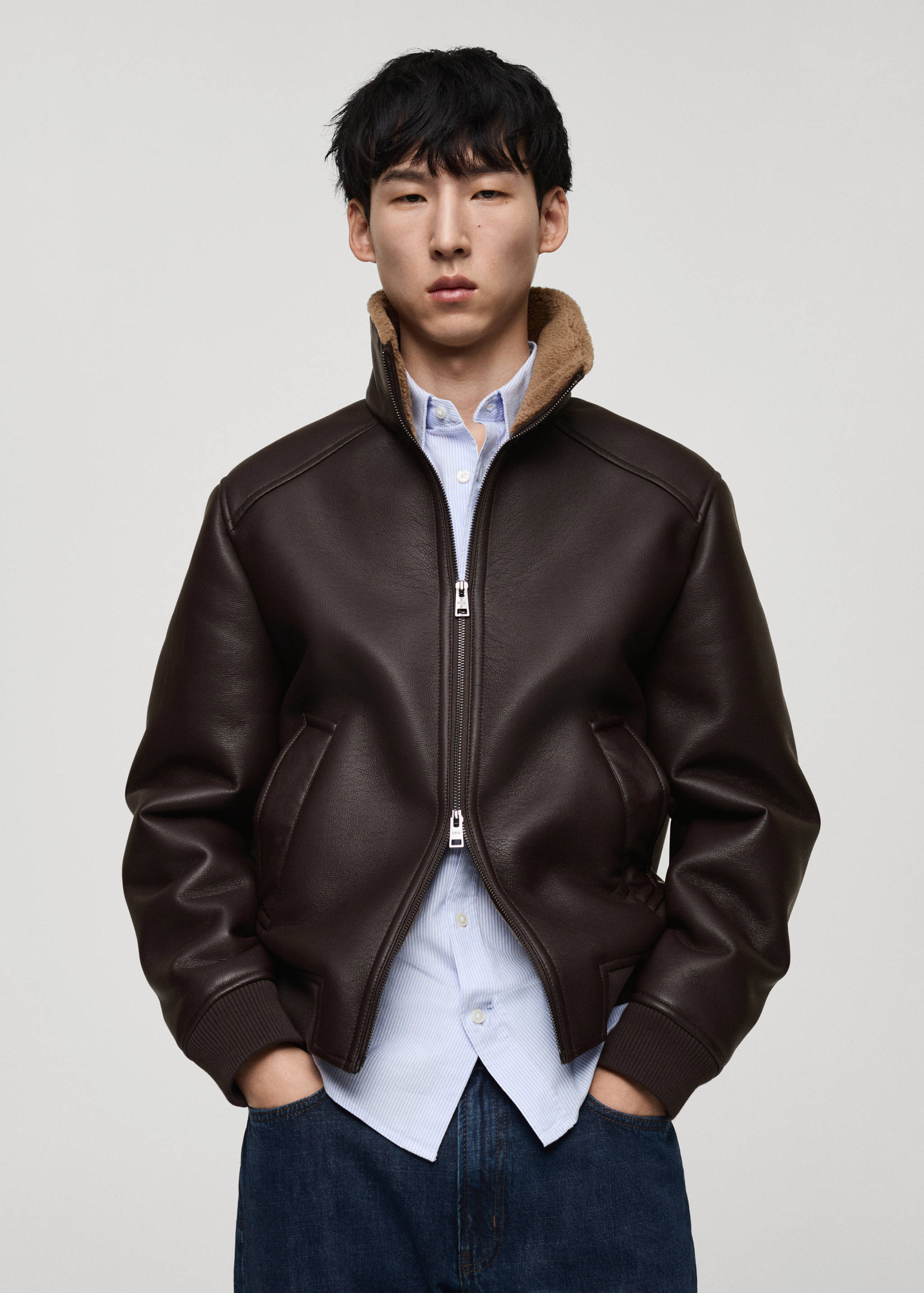 Faux-fur jacket with fleece lining - Medium plane